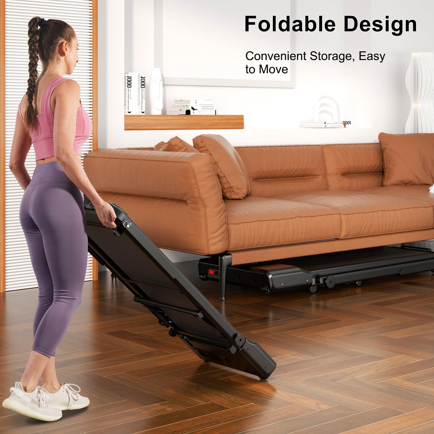 Walking Pad Treadmill with Incline, Portable Folding Walking Pad with Handle bar, Under Desk Walking Pad Treadmill for Home Small Space 300 lbs Capacity and Low Noise