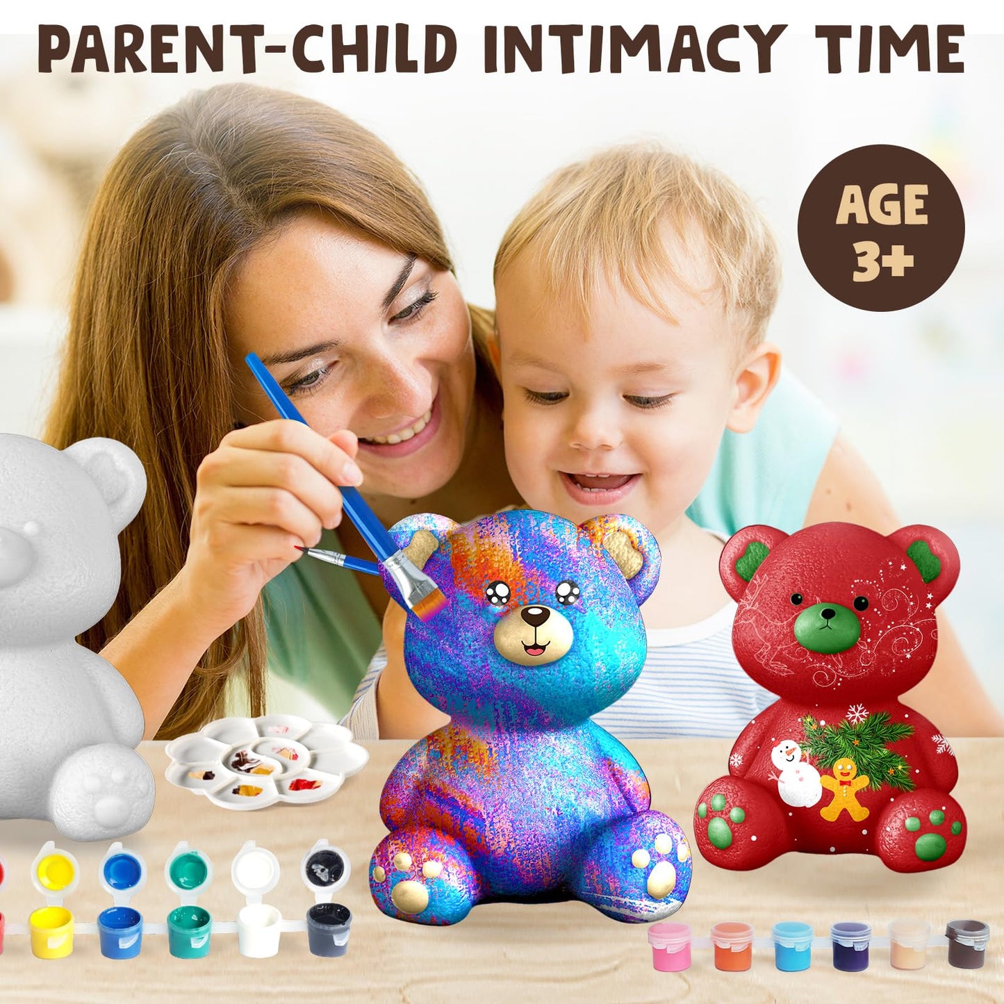 Goody King Paint Your Own Bear Lamp Kit, DIY Night Light, Arts and Crafts for Kids Ages 8-12, Art Supplies Painting kit for Kids, Room Decorations, Bear Crafts Birthday Gifts for Kids Ages 3 4 5 6 7 8