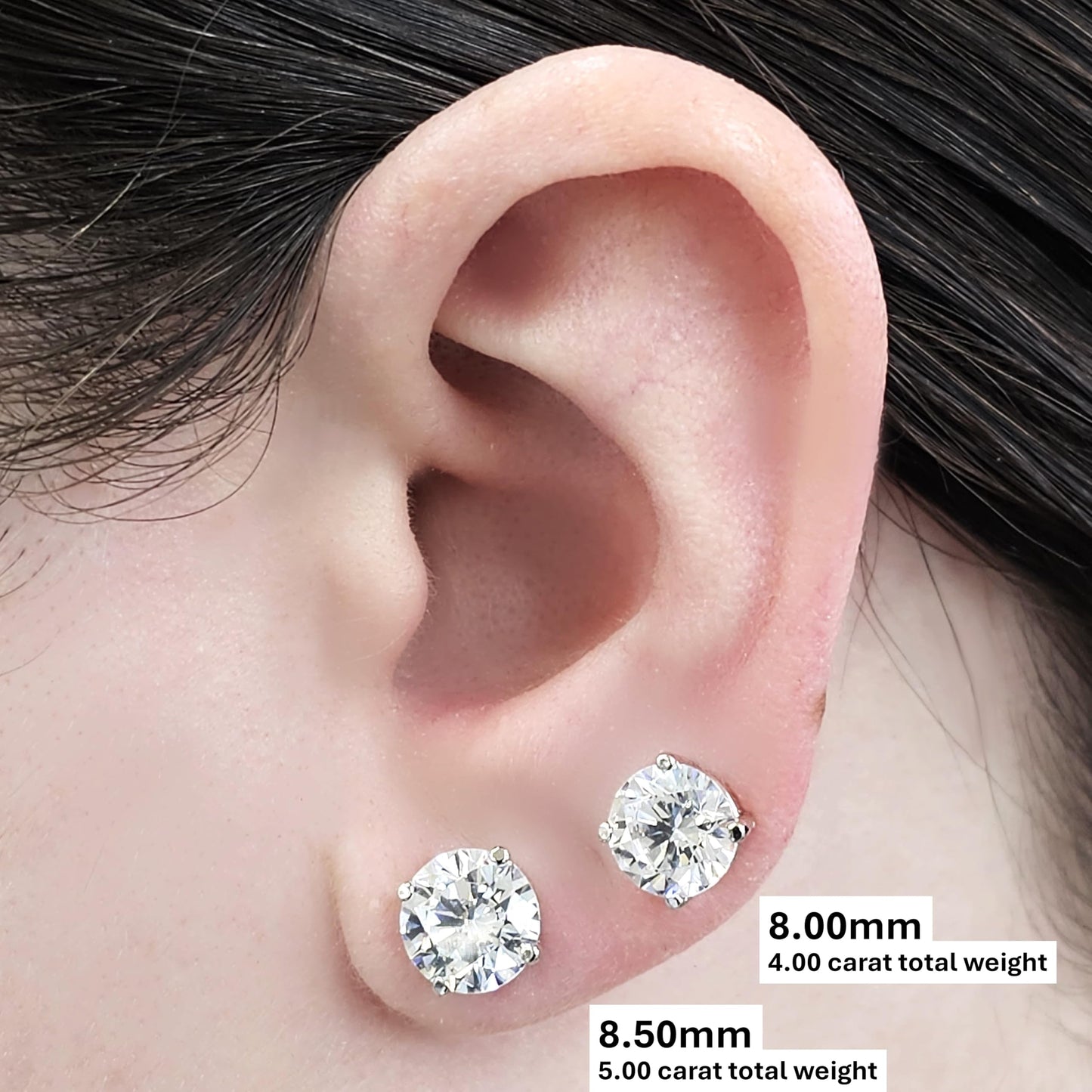 Central Diamond Center Round Simulated Diamond Stud Earrings Hypoallergenic Metal & Sterling Silver CZ - 8.50mm (5.00cttw) Yellow