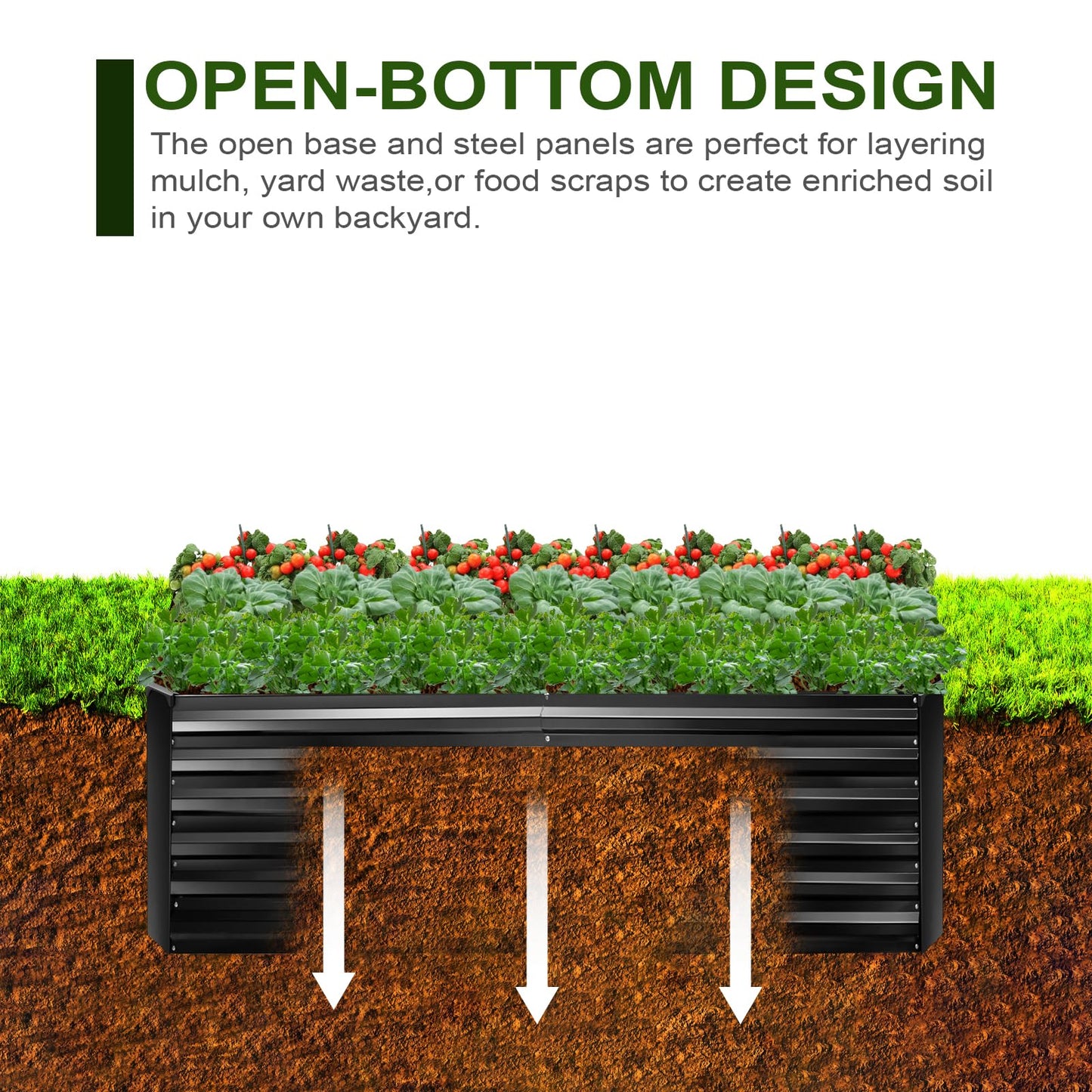 EDOSTORY Metal Raised Bed Garden Bed Kit, 6x3x2ft Tall Galvanized Planter Raised Garden Boxes Outdoor, Large Metal Raised Garden Beds for Flowers, Vegetables, Herbs