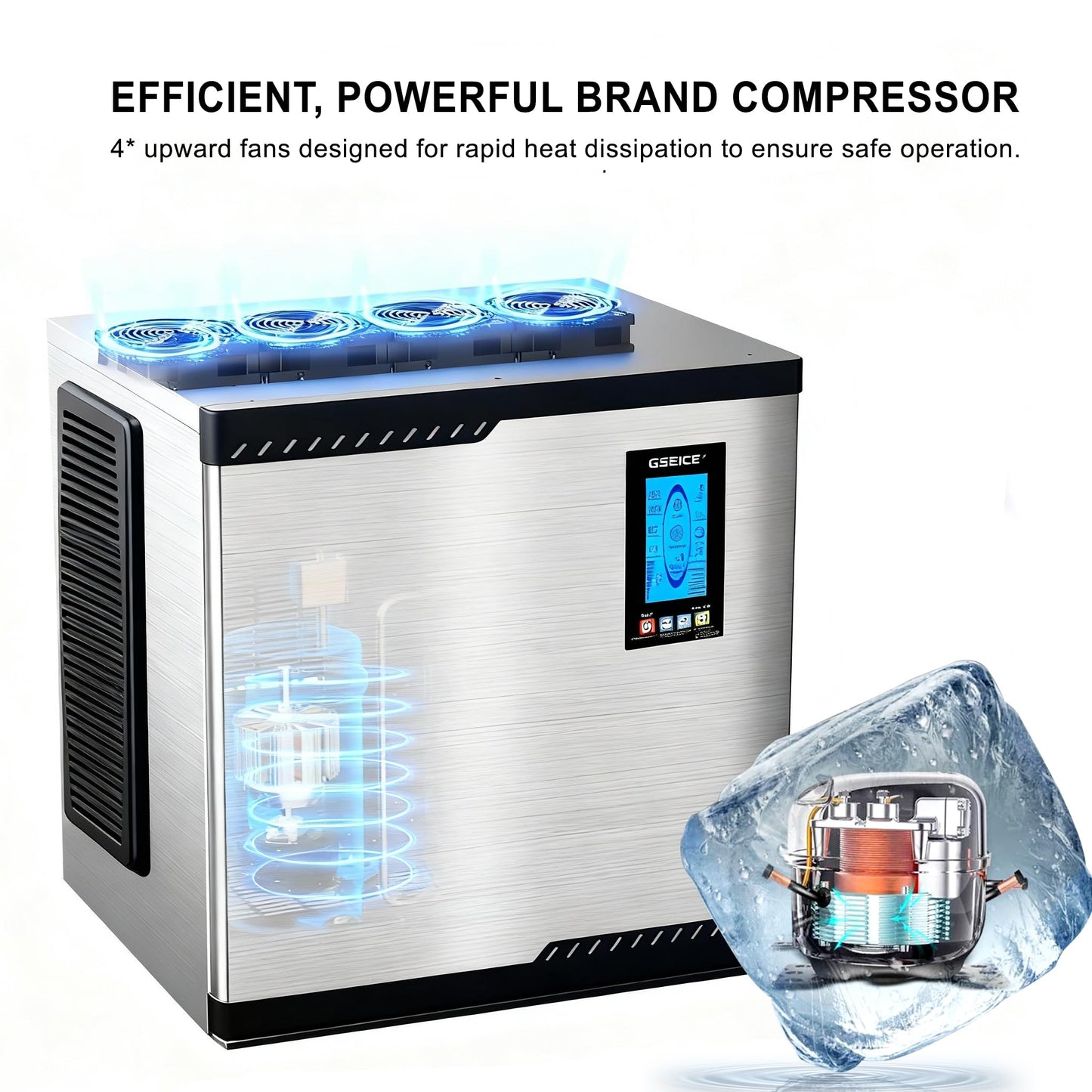 500lbs/24H Ice Machine Head Only, ETL Commercial Ice Maker for Restaurant, Ice Machine for Hotel, Ice Maker for Bar Cafe Shop Chains, DOE&CEC Energy-efficient,48 Hours Timer, Self-Cleaning