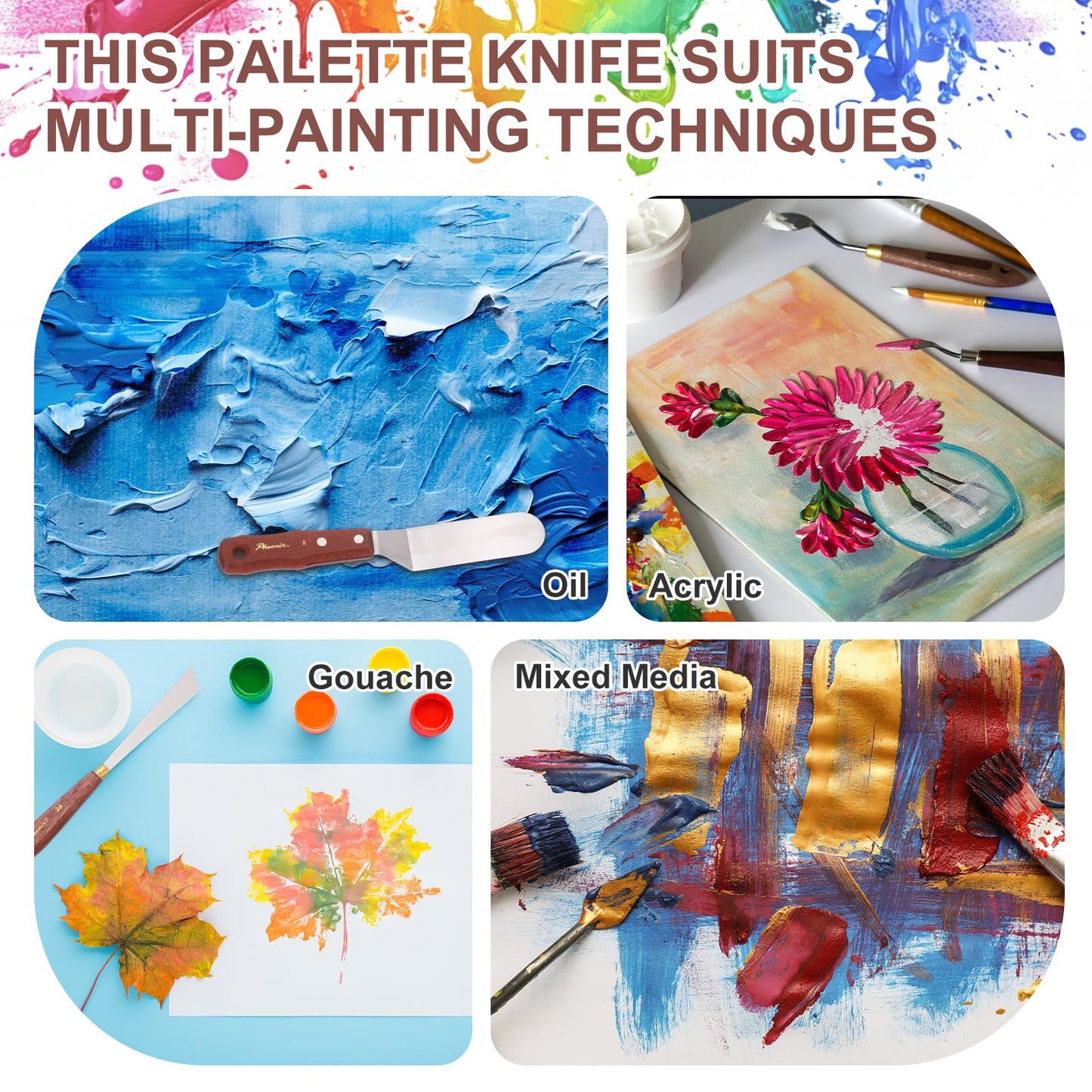 MECCANIXITY Pack of 1 Large Palette Knife No.14, 10.6" Long Palette Knives with Stainless Steel Flexible Spatula Pallet Knife and Wood Handle for Scraping, Mixing, Oil Acrylic Painting Canvas