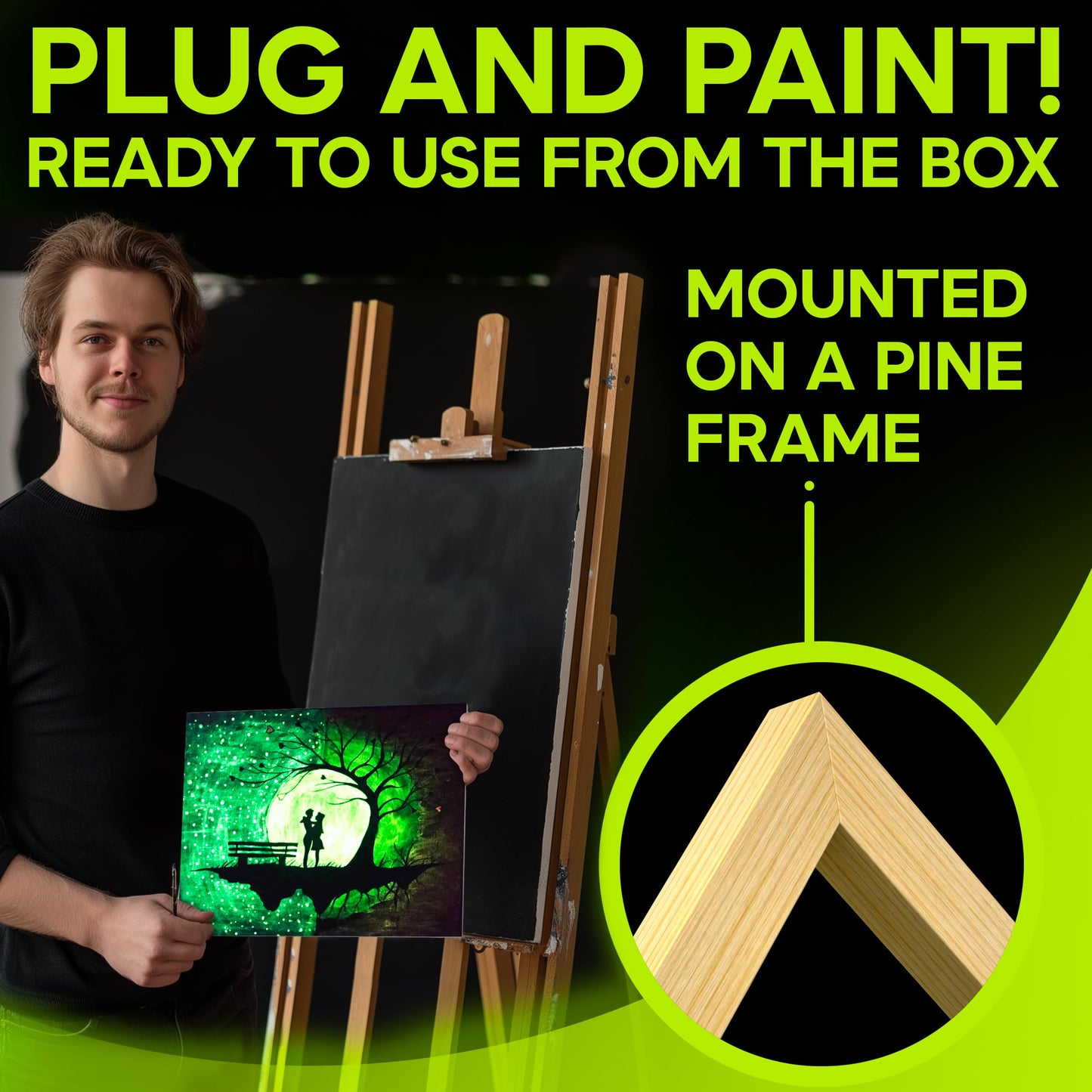 Acmelight Glow in the Dark Canvas Boards – 2 Pack of 10×14″ Painting Panels – Neon-Ready Art Canvases for Acrylic, Oil & Glow Paints – Art Supplies for Artists, Kids & Students