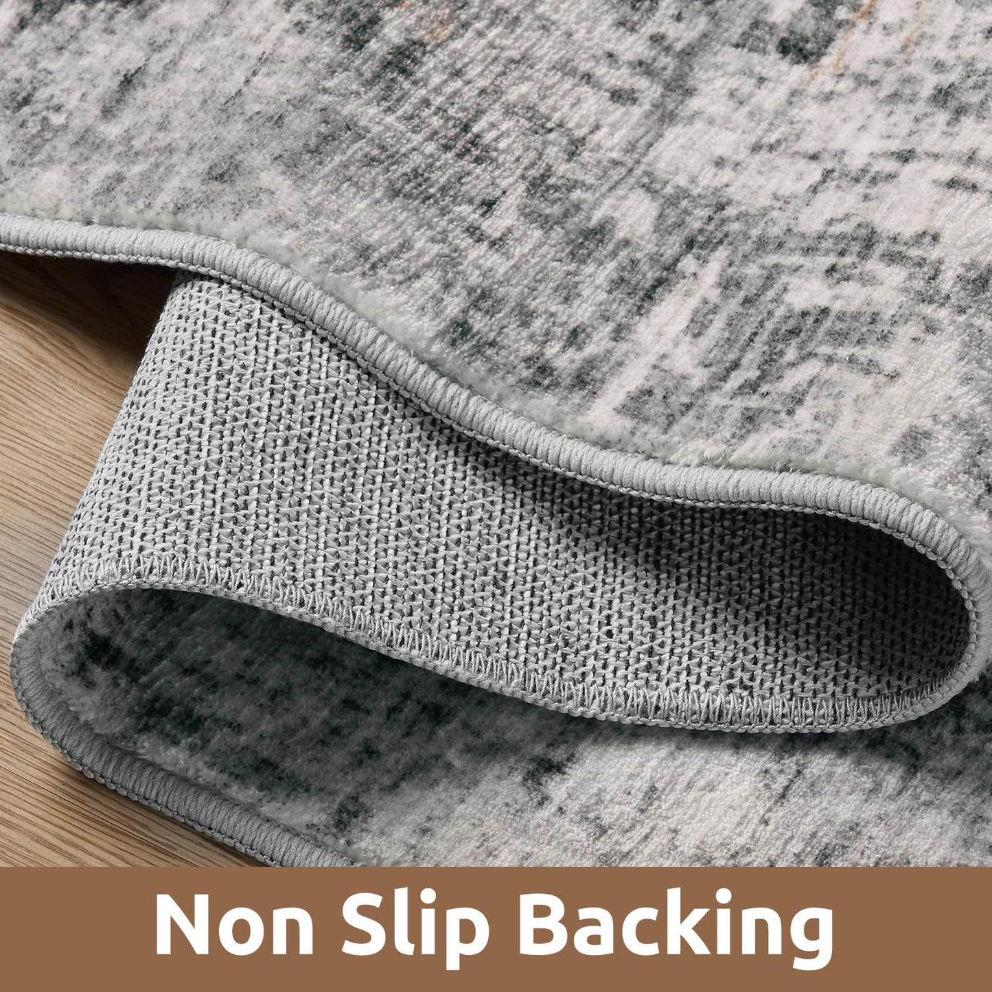 5 x 7 Area Rugs for Living Room, Machine Washable Non Slip Rug Ultra Soft Low Pile Indoor Carpet Modern Abstract Rugs for Bedroom Office Room Dining Room Beside, Grey
