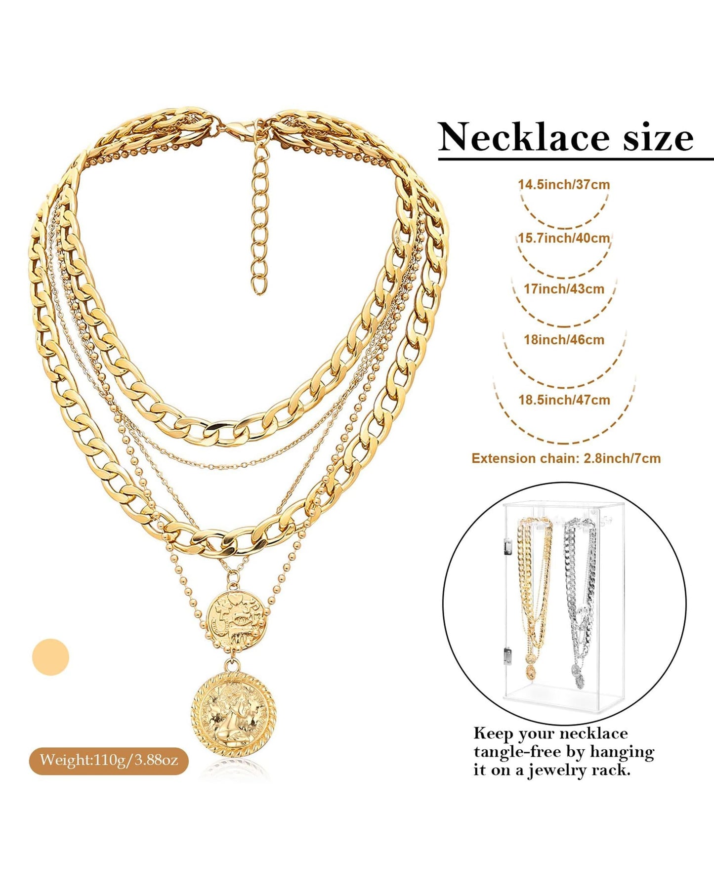 MJartoria Layered Necklaces for Women Trendy Retro Coin Pendant Necklace Dainty Chunky Chain Choker Necklaces for Jewelry Birthday Gifts (Golden, A-Retro Coin-5 in 1 Layered)