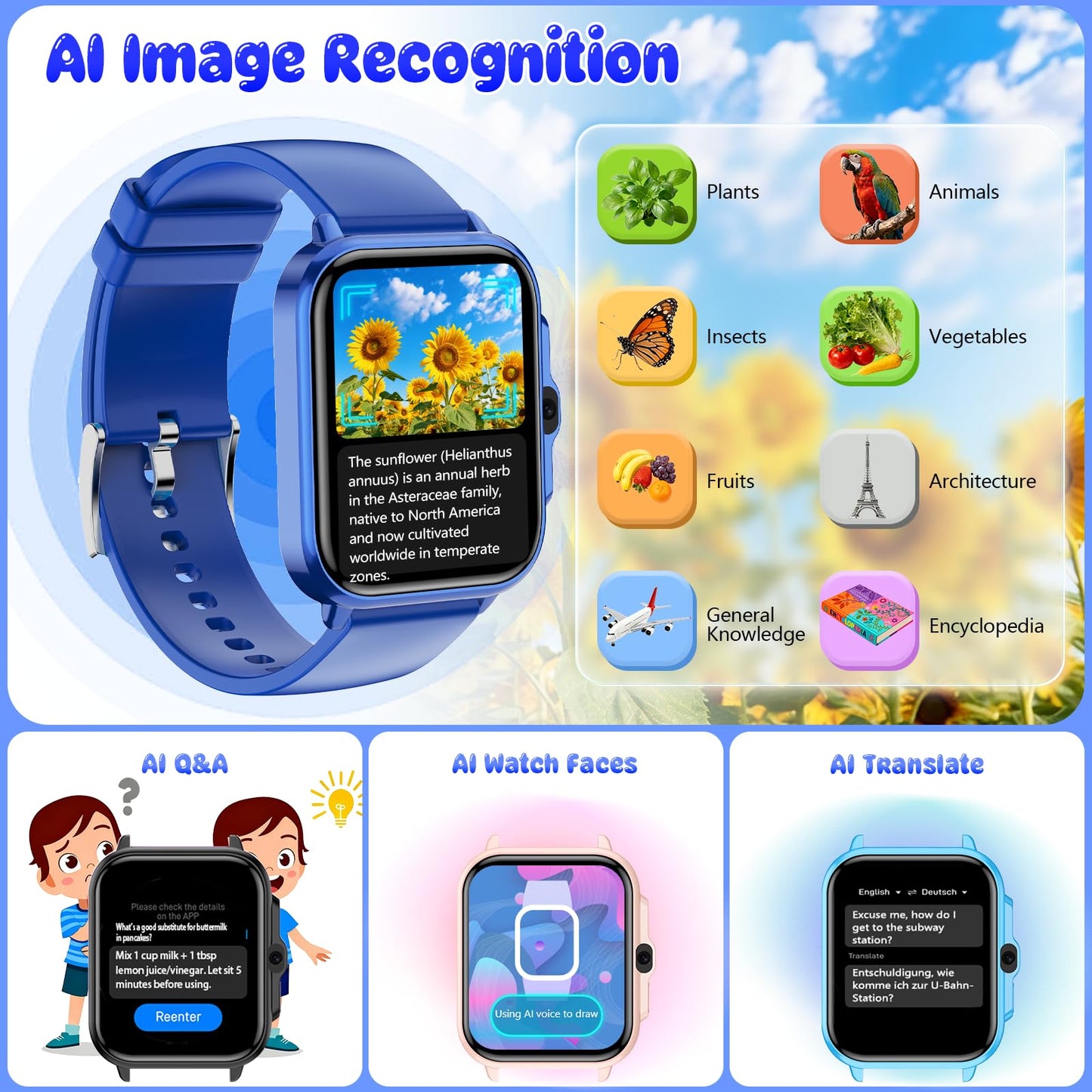 Kids Watch, 1.85" Fitness Tracker Pedometer, Heart Rate, Sleep Monitor, NO APP/Phone, Alarm Clock, Smartwatches with Video Music, IP68 Waterproof, Puzzle Games, Gift for Boy Girl, Smart Watch for Kid