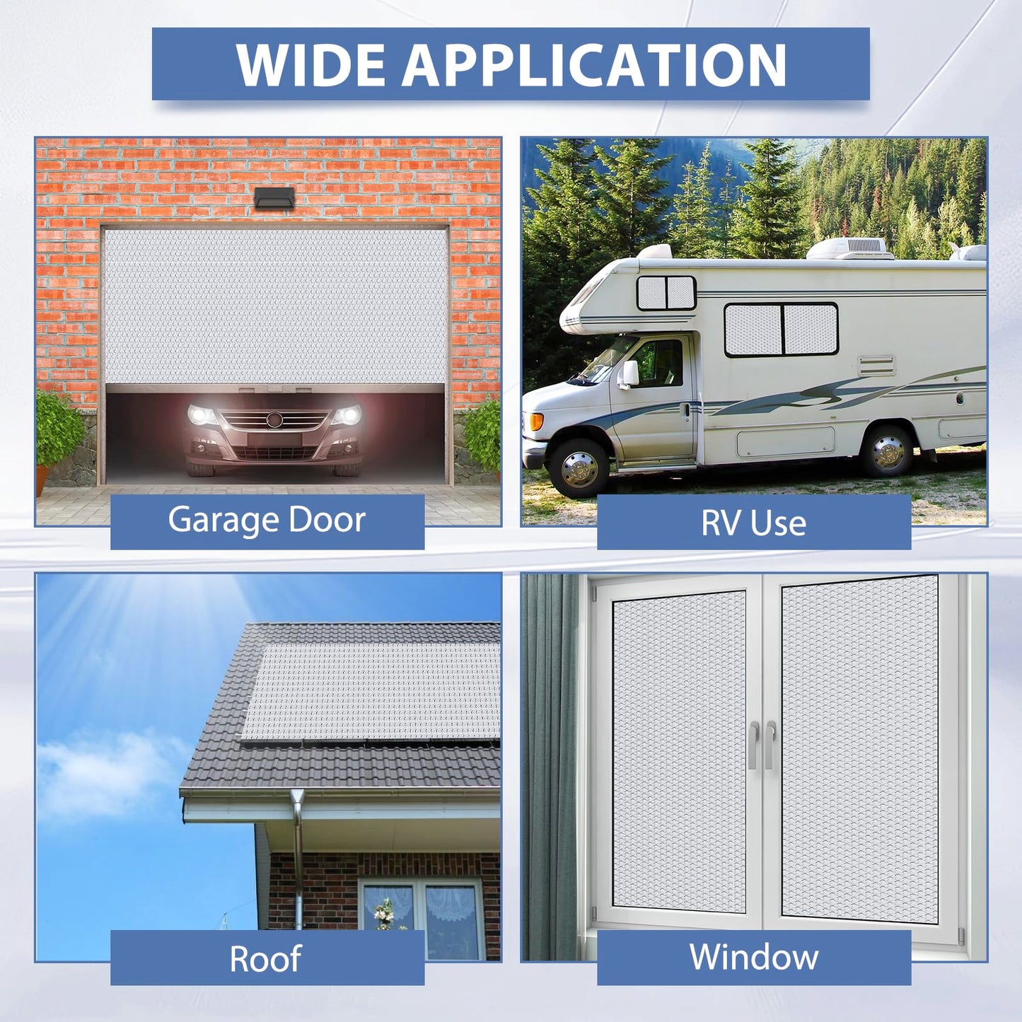 Reflective Bubble Insulation Sheet 6MM Thick Double Bubble Aluminum Foil Shield Garage Door Insulation Panels Kit Radiant Barrier for Windows RV Roof Attic Wall (24IN X 60IN, 8 PCS)