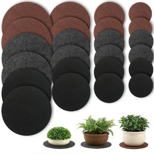 24 Pcs Round Plant Coasters Mat, Reversible Felt Coasters for Plants Absorbent Plant Mats, 4 Sizes 4/6/8/10 in Plant Coaster for House Plants, Indoor and Outdoor Pots, 3 Colors