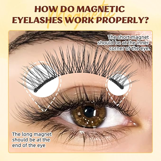 QUEWEL Magnetic Eyelashes with Applicator Reusable No Glue Needed Magnetic Lashes Cat Eye Natural Look Lashes Kit Easy to Wear and Remove(NZH G01)