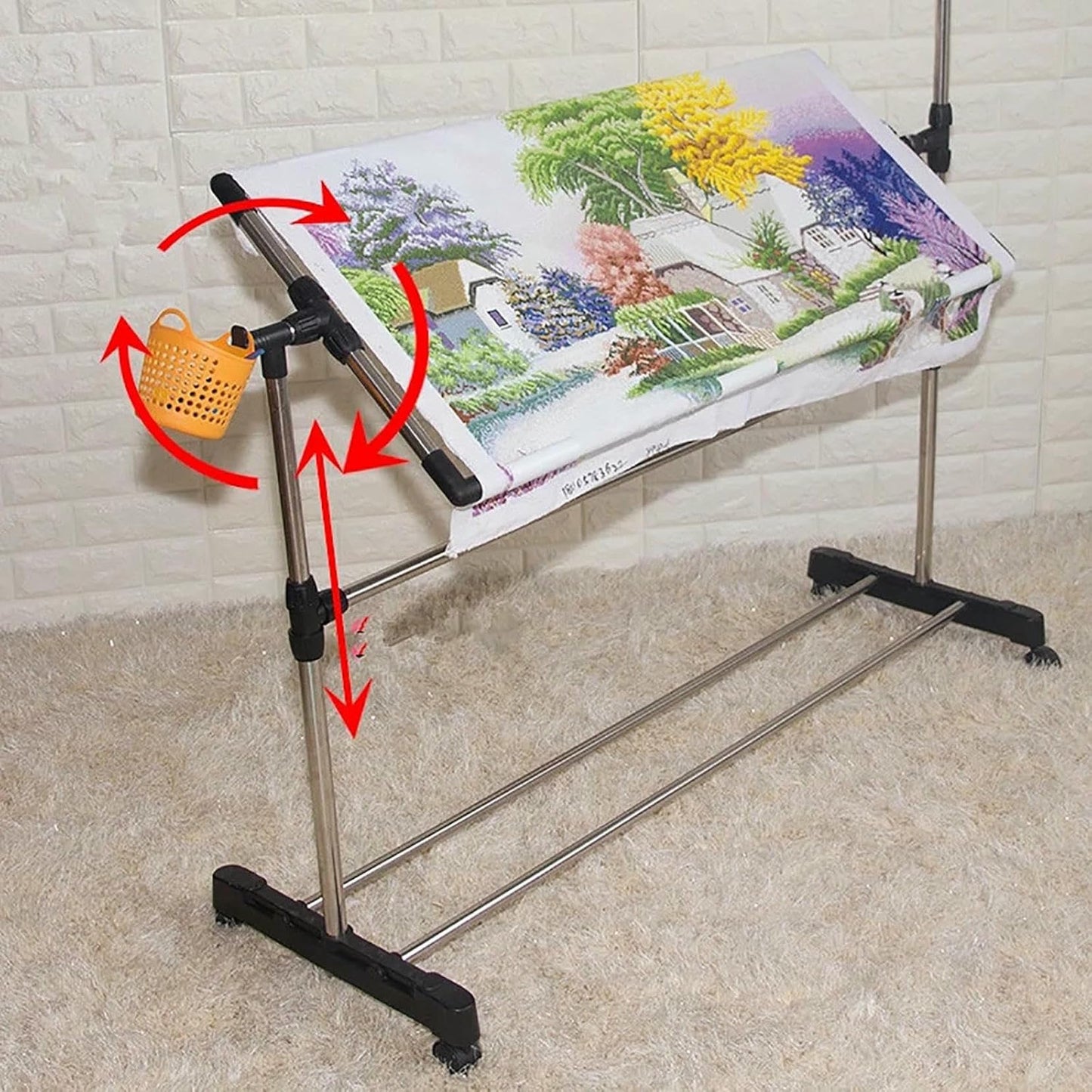 Embroidery Stand - Height Adjustable Floor Frame for Versatile Needlework, Cross Stitch & Sewing - Convenient Lap Table Holder for Art Craft~/
