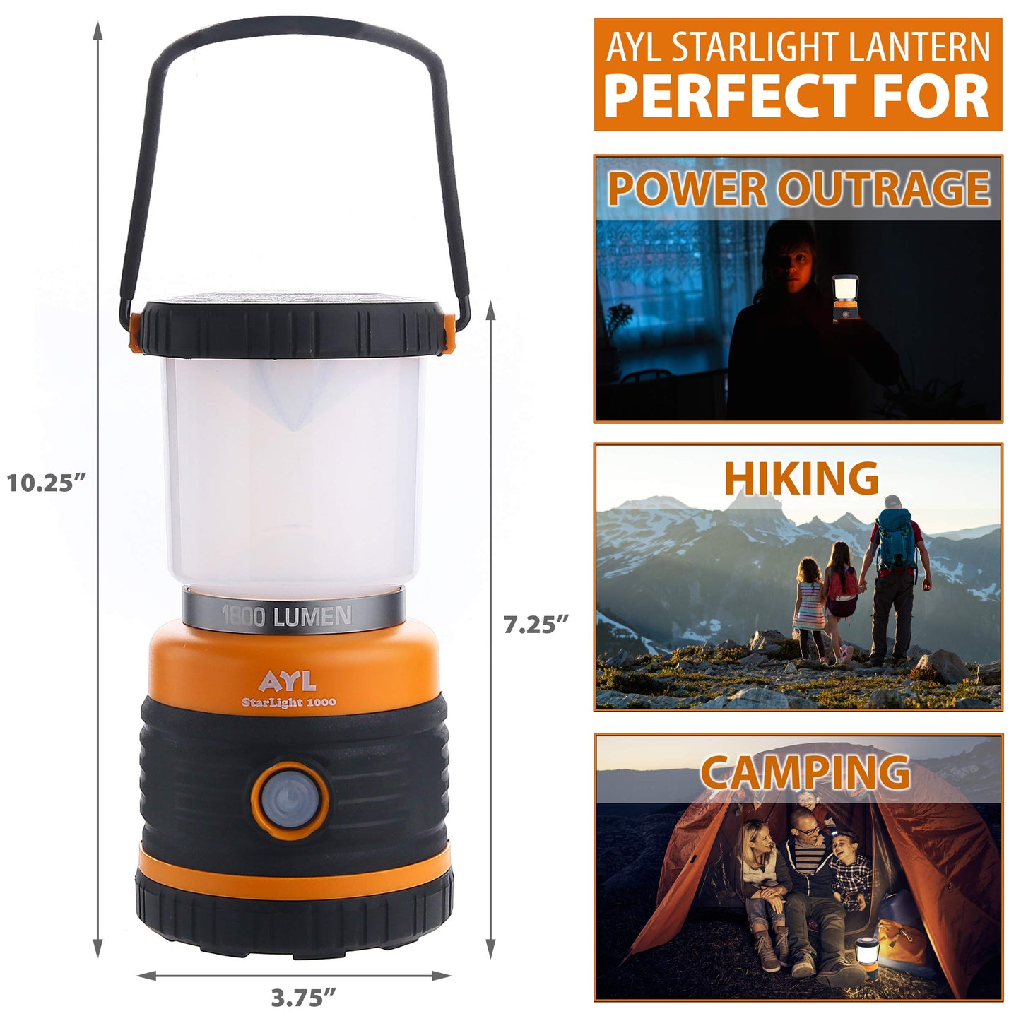 LED Camping Lantern Rechargeable, 1800LM, 4 Light Modes, 4400mAh Power Bank, IP44 Waterproof, Perfect Lantern Flashlight for Hurricane, Emergency, Power Outages, Home and More, with USB Cable (2 Pack)