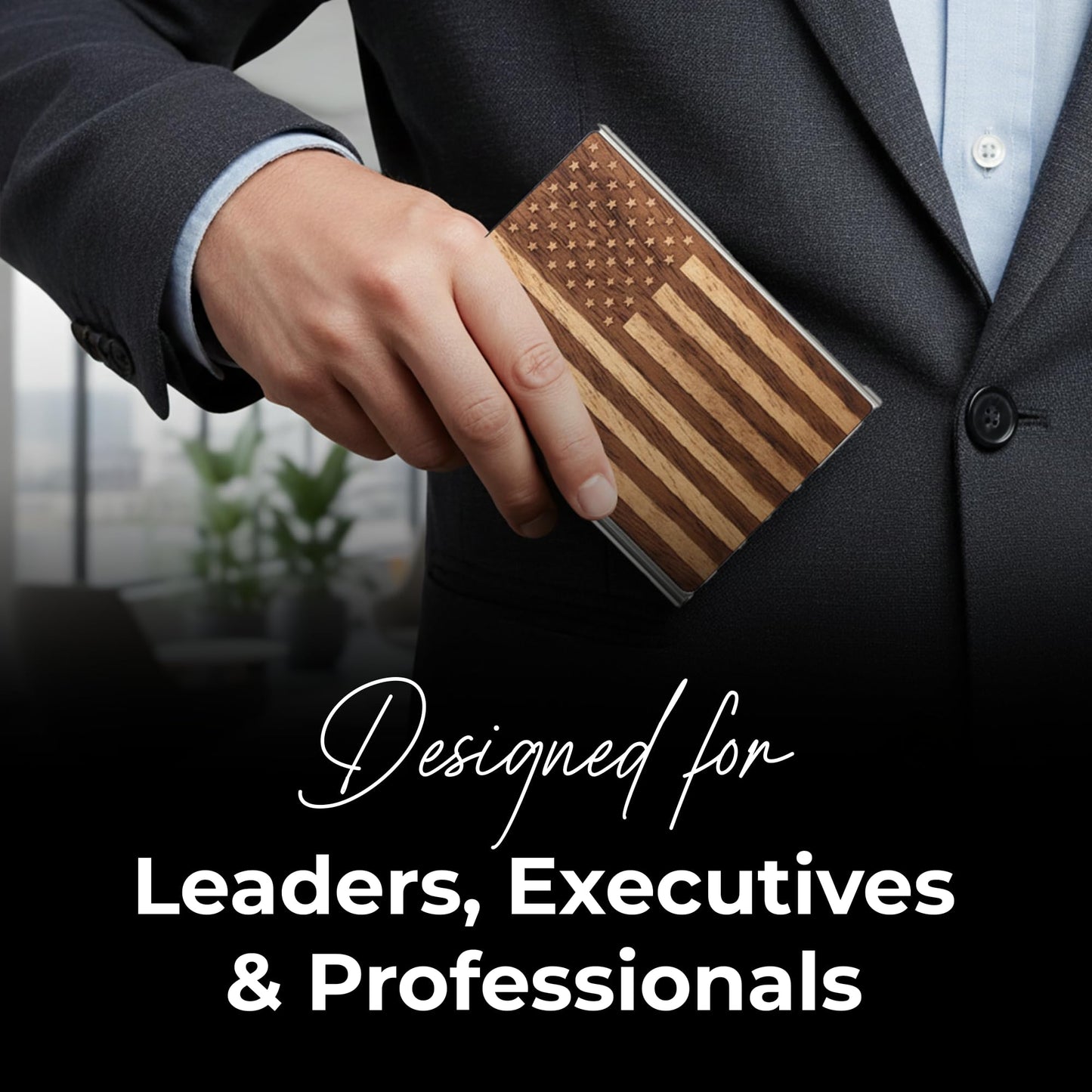 WUDN Handcrafted Business Card Holder Wallet For Men and Women | Holds Up to 20-25 B-Cards or 8-10 Credit Cards | Wooden & Stainless Business Card Case with Buckle Closure, Made in Idaho, USA.