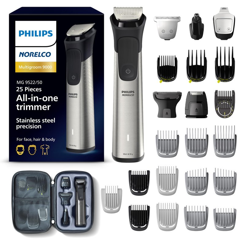 Norelco Philips Multigroom, All-in-One Trimmer, Beard Trimmer and Hair Clipper, Face, Nose, Ear and Body, Travel Kit