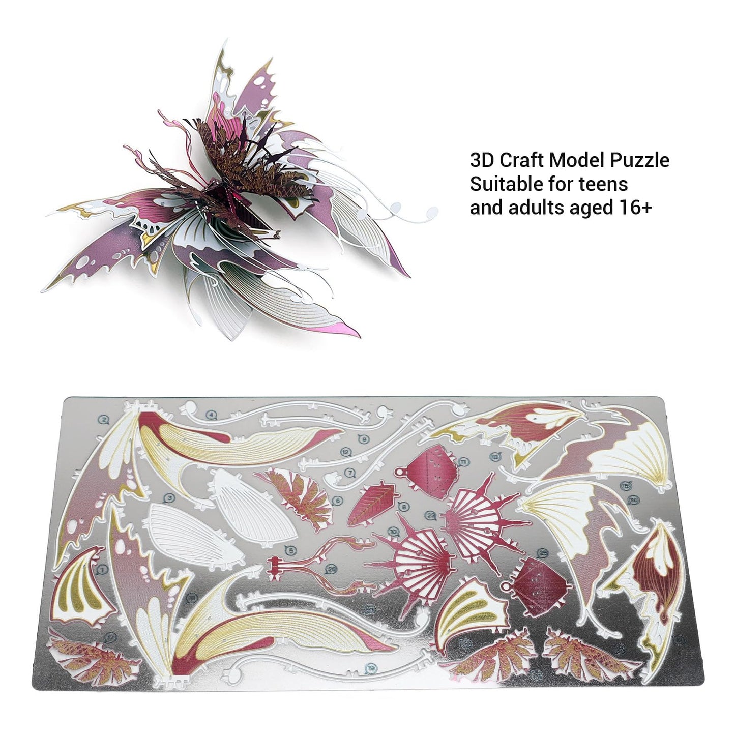 3D Metal Puzzle for Teens and Adults, DIY Butterfly Model Metal Craft Building Kit, Stainless Steel Assembly Toy, Flying Animal Puzzles Toys, Birthday New Year Gifts