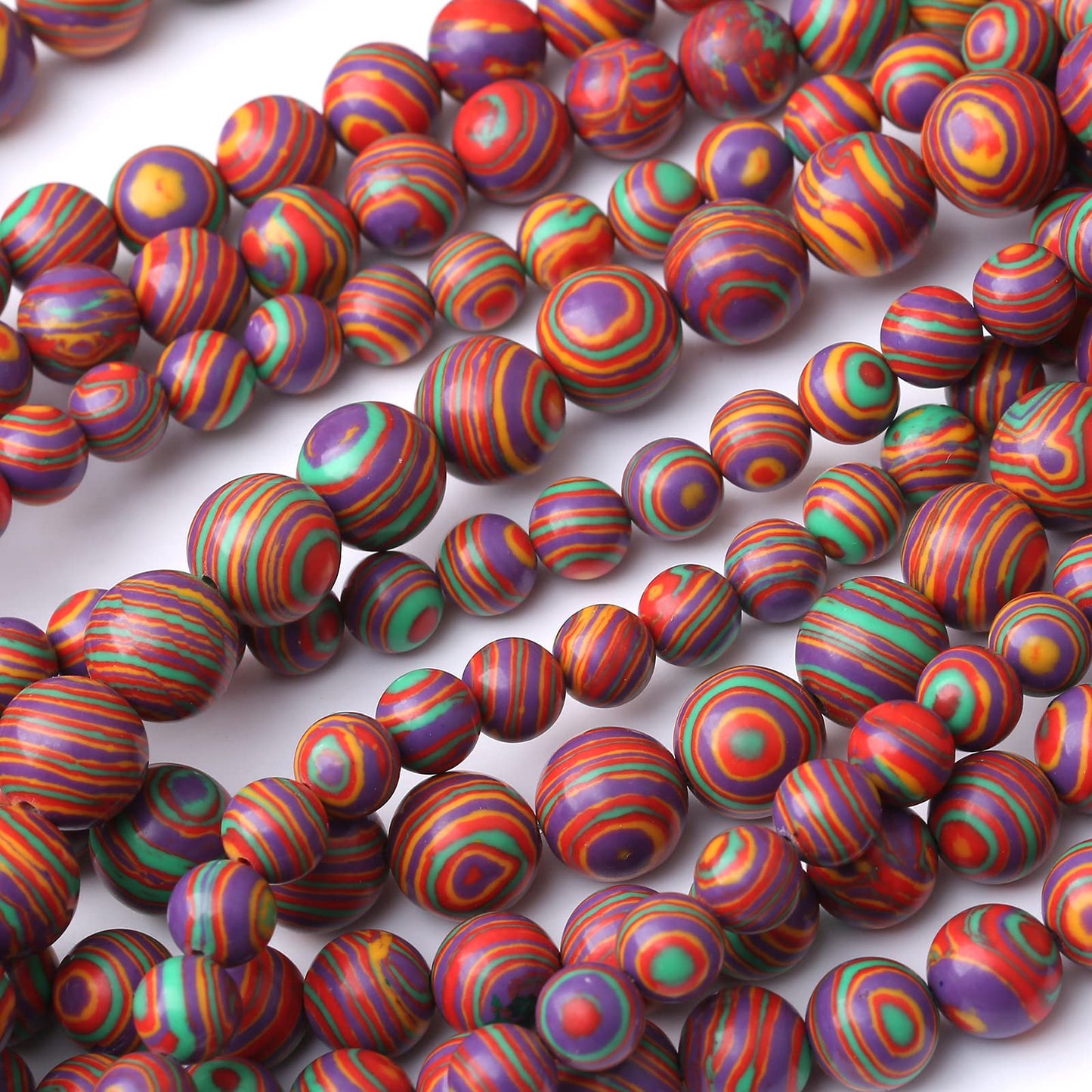 45PCS 8MM Beads Colorful Malachite Beads Round Loose Beads Natural Gem Beads for Jewelry Making 15"