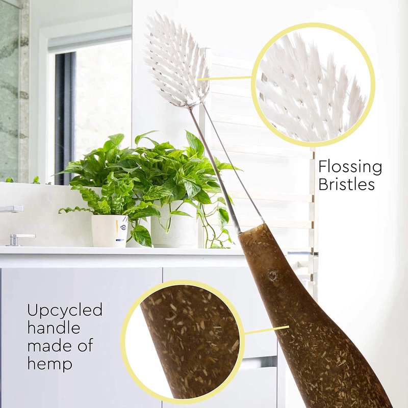 RADIUS Toothbrush Source Floss Brush BPA Free & ADA Accepted Improve Gum Health & Reduce Gum Issues - Super Soft - Cornstarch/Hemp/Money - Pack of 3