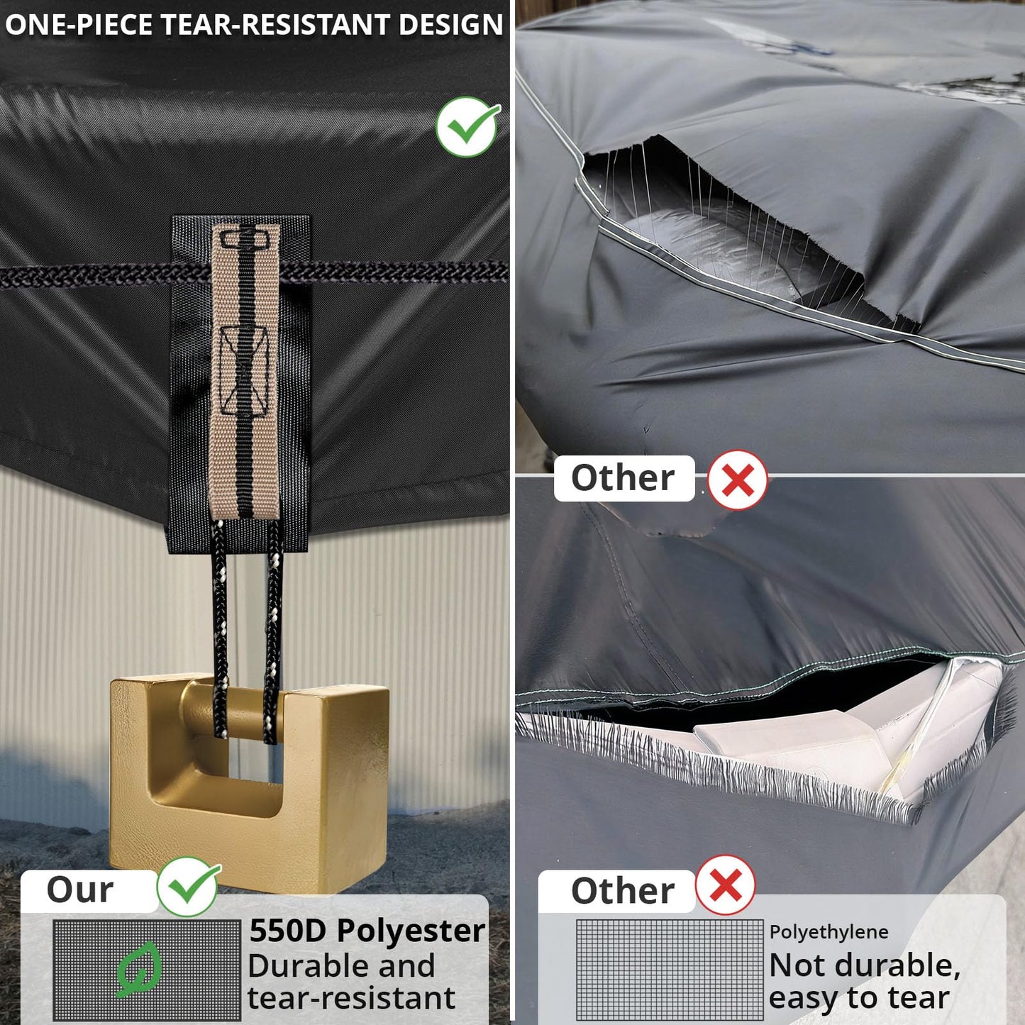 QH.HOME 550D 15 ft Pool Cover Round[Upgraded Tear Resistant & Quadruple Windproof] wth Pre-Installed Patented Winch and Rope, Pool Covers for Above Ground Pools-Snug Fit & Waterproof Protection
