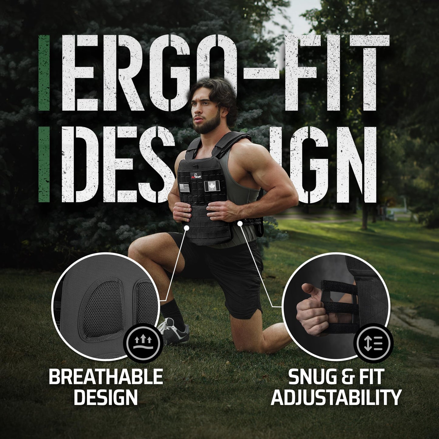 AmStaff Fitness Tactical Weighted Vest - Adjustable Weight Vests for Men & Women - Versatile Wearable Weighted Vest for Fitness Workouts, Strength and Endurance Training, Running, WO - (30lb)