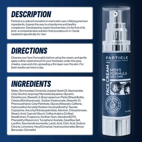 Particle 6-in-1 Face Cream for Men, Men’s Daily Hydrating Moisturizer with Vitamin C, Jojoba Oil, Vitamin E & Hyaluronic Acid, Skin Care Routine, Healthy Skin Support, Pack of 1, 1.7 FL OZ