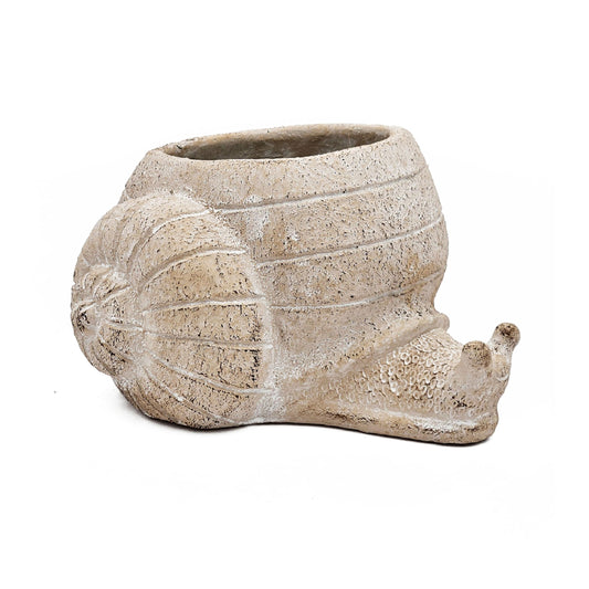 A&B Home Snail Planter - Decorative Weathered Cement Pot, Plant Holder for Home and Garden, Living Room Coffee Table Flower Vase Garden Patio Accent Piece, 8.3" x 7.1" x 4.7"