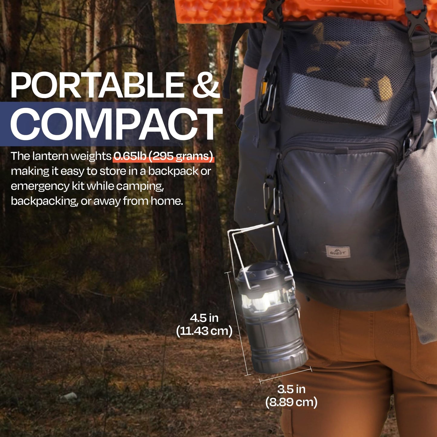 Rechargeable Camping Lantern, Pack of 2 - LED Camping Lantern Battery Powered, Waterproof Solar Lantern for Emergency, Hiking & Power Outages | USB-C Rechargeable, Collapsible, 360° Light