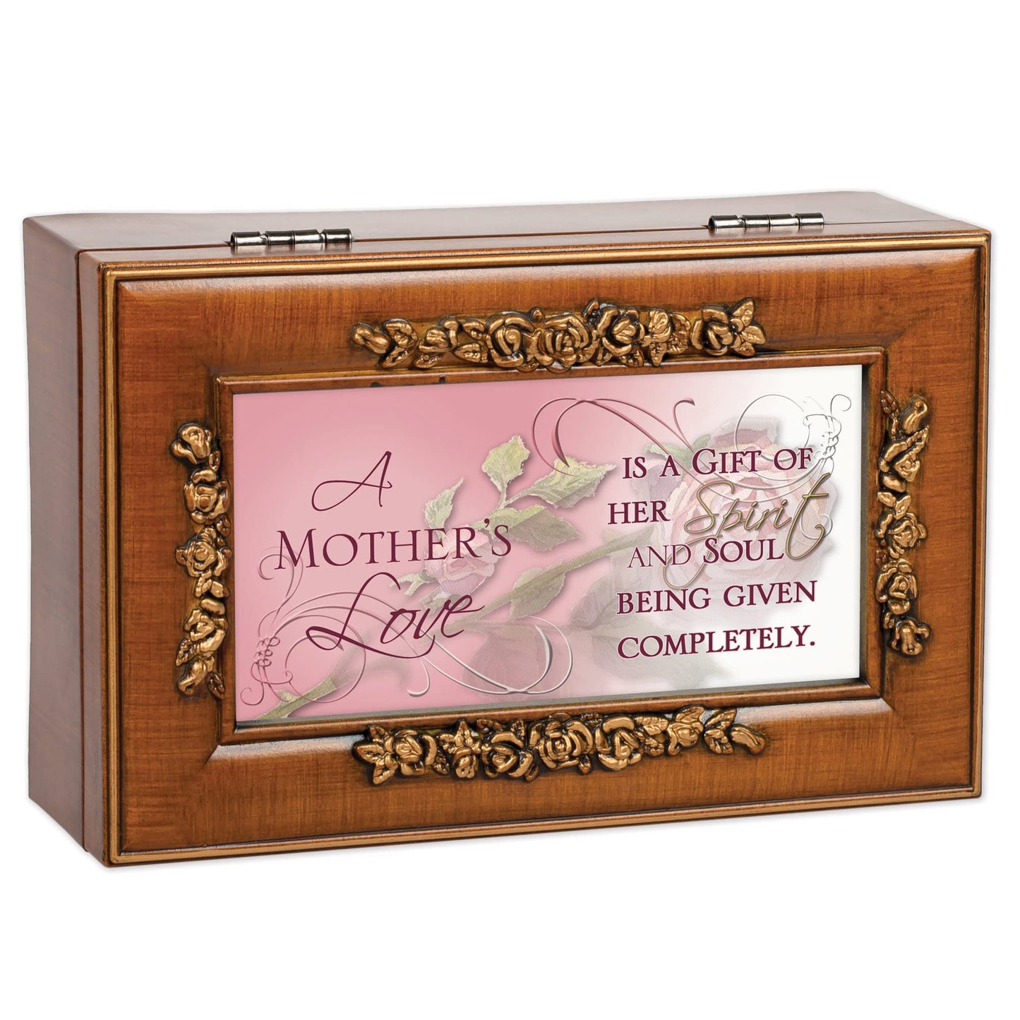 Cottage Garden Mother's Love Gift of Her Spirit Woodgrain Embossed Jewelry Music Box Plays Wonderful World
