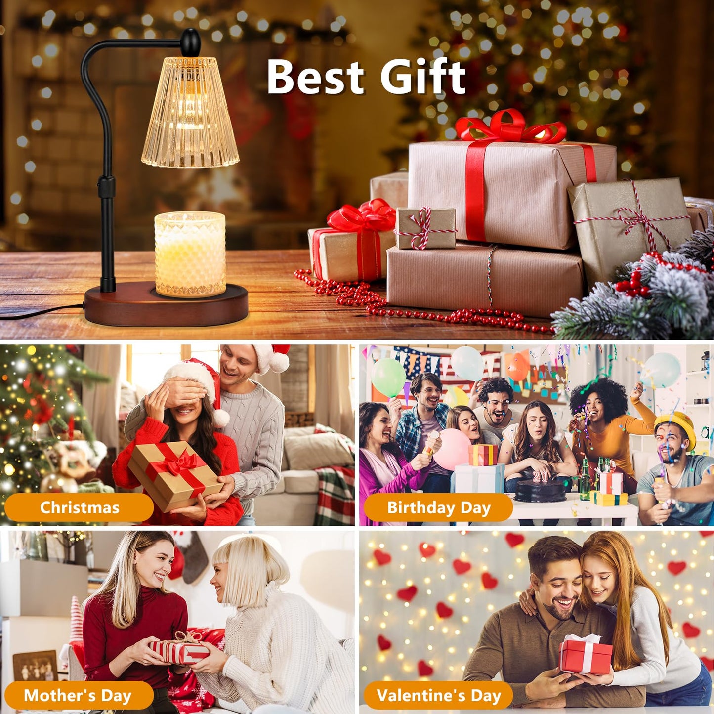Engpure Candle Warmer Lamp with Dimmer, Candle Warmer with Timer Adjustable Height for Scented Wax Jar Candles, Gifts for Women Mom New Home Decor, for Women Mothers Day