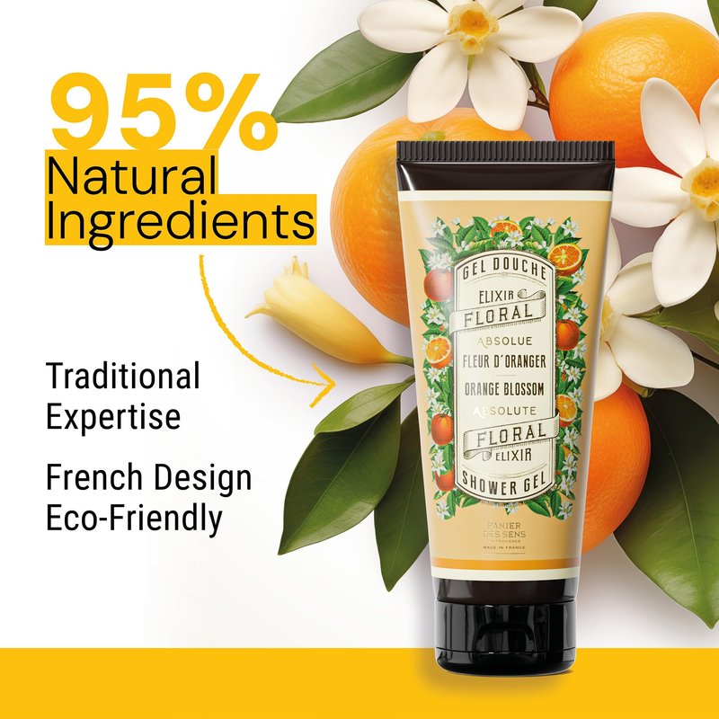 Orange Blossom Body Wash for Women – French Shower Gel with Long-Lasting Fragrance – Non Toxic Body Wash with 96% Natural Origin Ingredients – Gentle Cleanser, SLS Free, Vegan – 2 x 6.8 fl oz