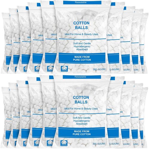 Heigble 4000 Pcs Soft Cotton Ball Bulk Organic Medium Cotton Ball for Absorbent Multipurpose Pure Nail Polish Remover Makeup Removal First Aid Face Crafting Cleaning Skin Applying Lotion