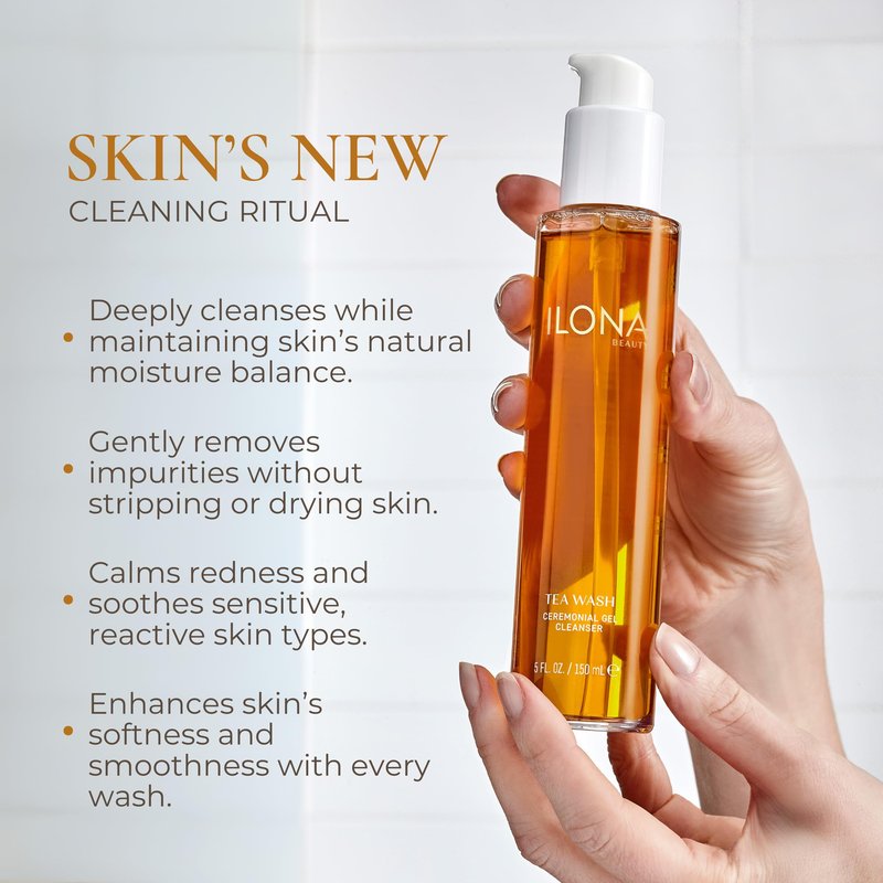 ILONA Tea Wash | Hydrating & Detoxifying Foaming Face Wash for All Skin | With Global Teas, Olive, & Oat Amino Acids | Soothing Tea Aroma | 5.0 oz.