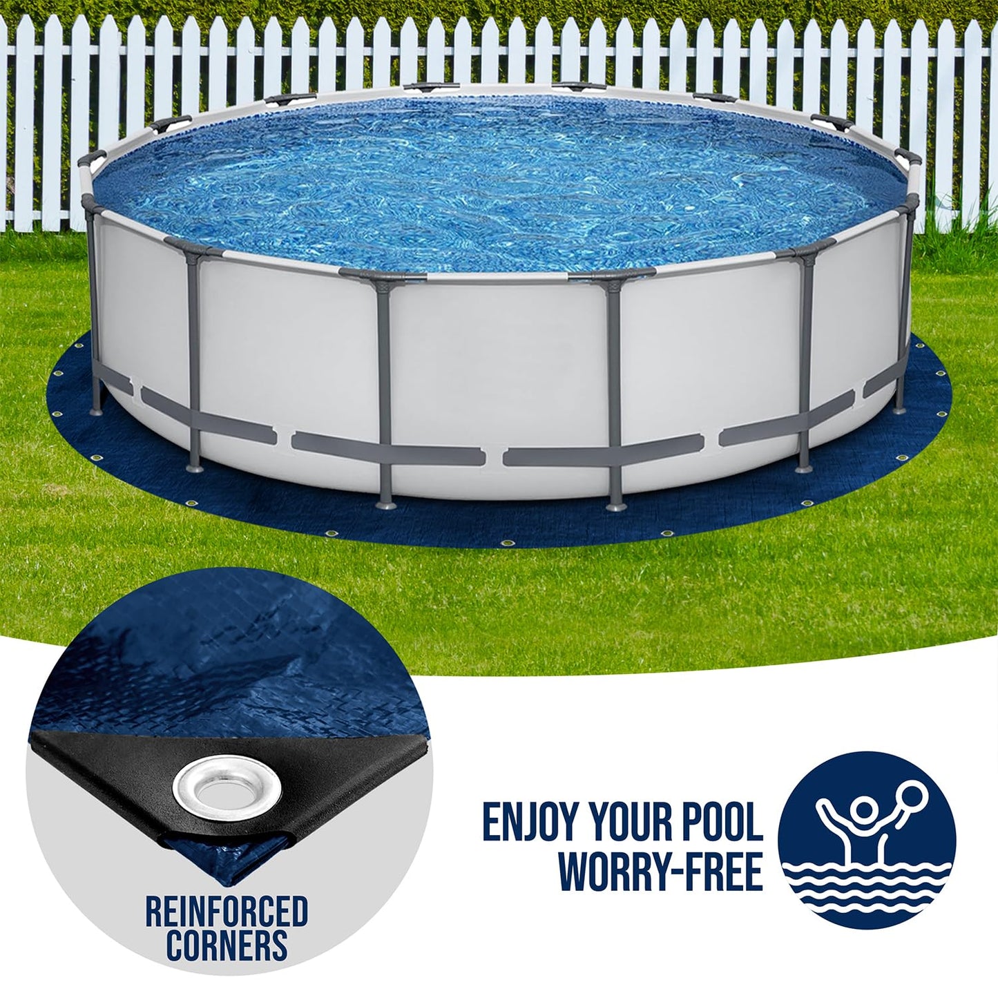16 Ft Round Pool Liner Pad - Mat Tarp for Under Pool, Above Ground Pool Mat, Pool Ground Cloth, Pool Bottom Pad, Waterproof PE Tarp, Puncture Protection & Extend Liner Life