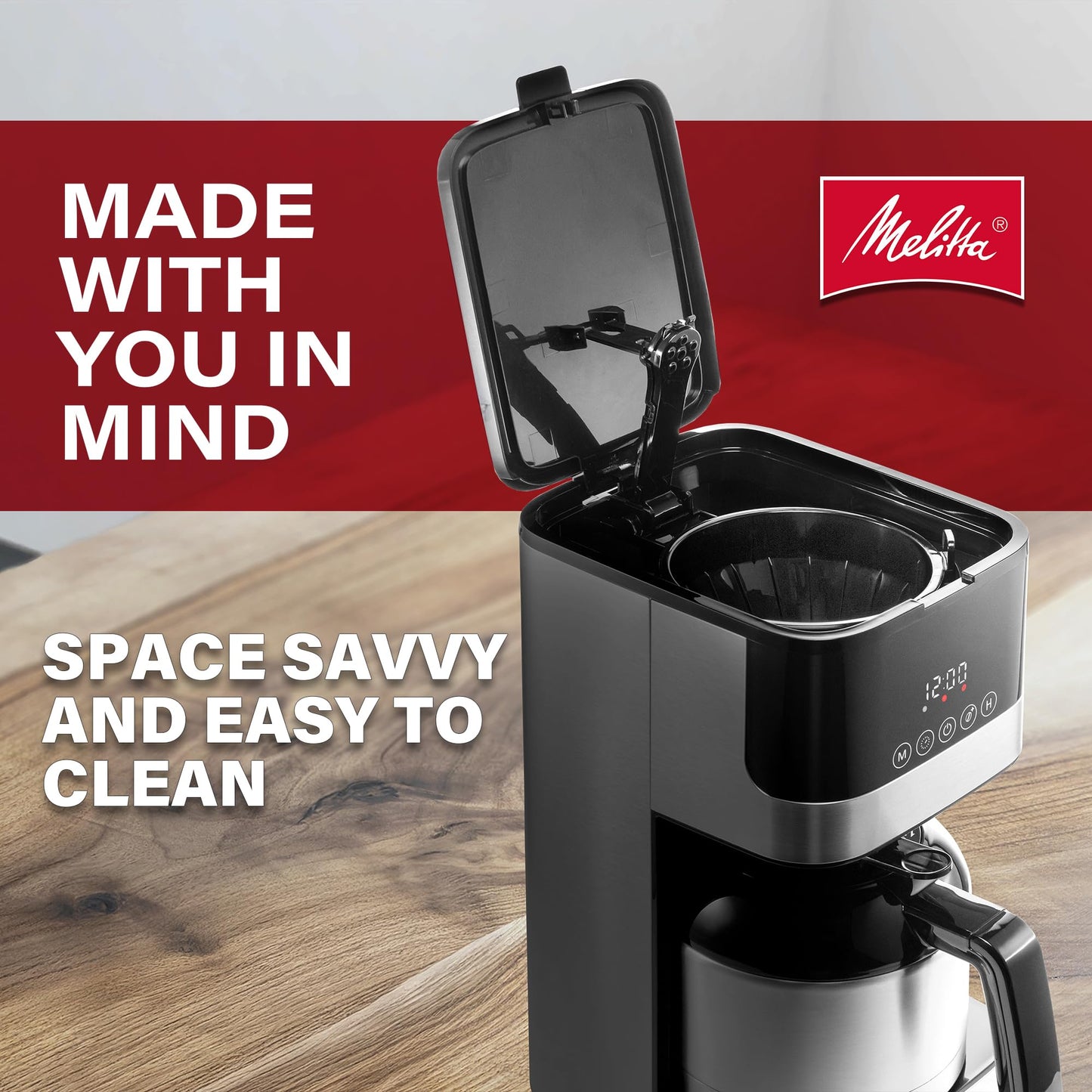 Melitta Aroma Tocco Thermal Drip Coffee Maker, 8-Cup, Programmable with Automatic Shut-Off, Pause & Serve, Stainless Steel Carafe