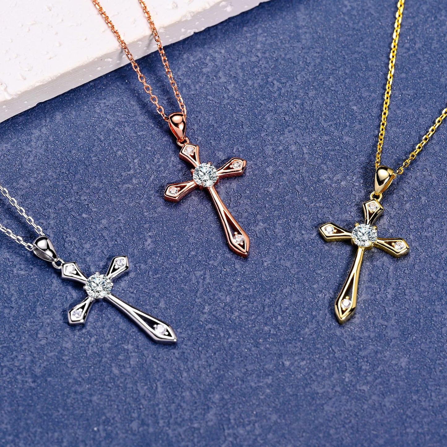 QUALISE Cross Necklace for Women,925 Sterling Silver Birthstone Necklace,Emerald-May Birthstone Cross Necklace, Faith Religious Fine Jewelry Valentines Day Gifts Birthday Holiday Gifts for Her