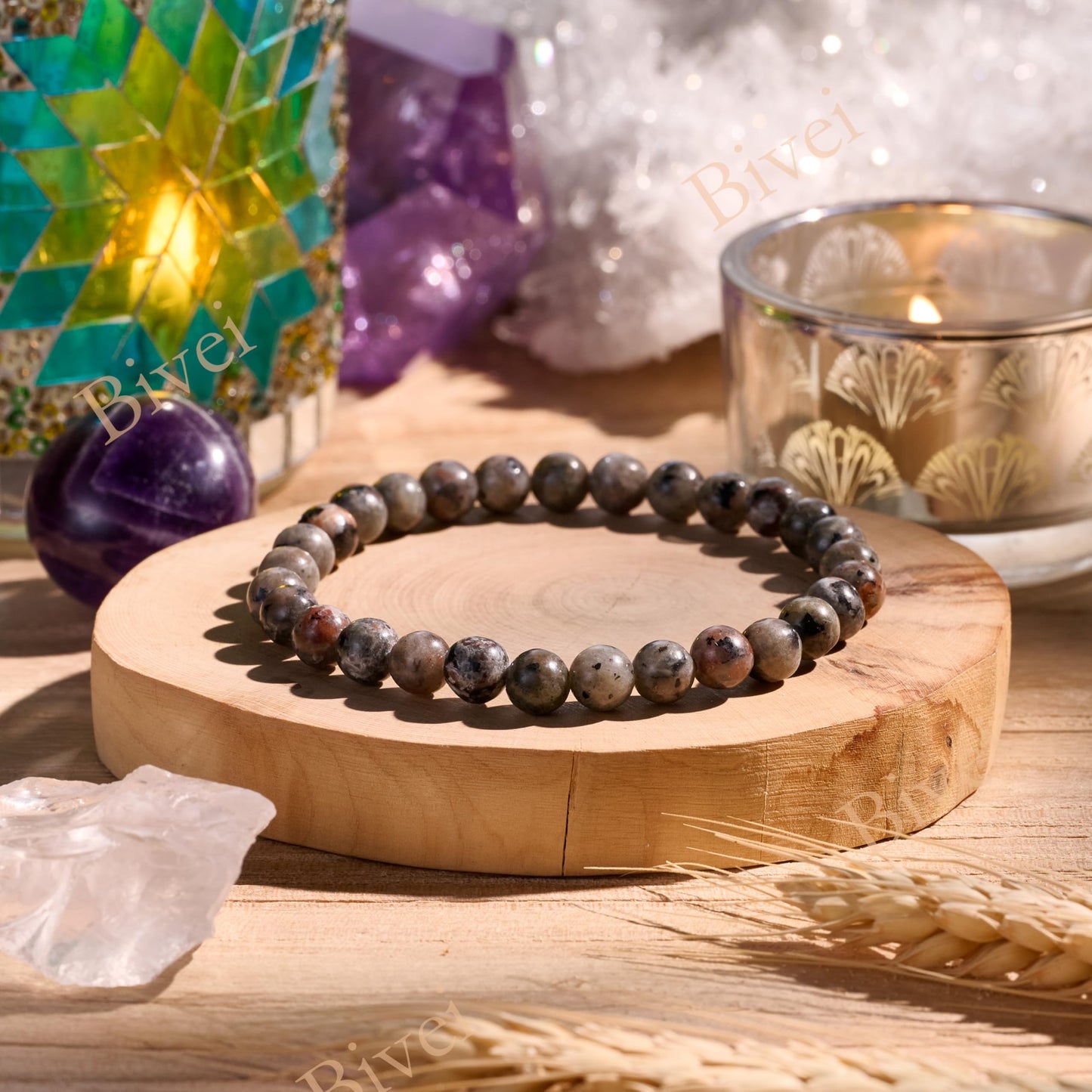 Bivei Yooperlite -Cosmic Ignition-6mm Beaded Bracelets for Women Handmade Semi Precious Natural Stone Stretch Elastic Jewelry for Women Yoga Protection Gifts
