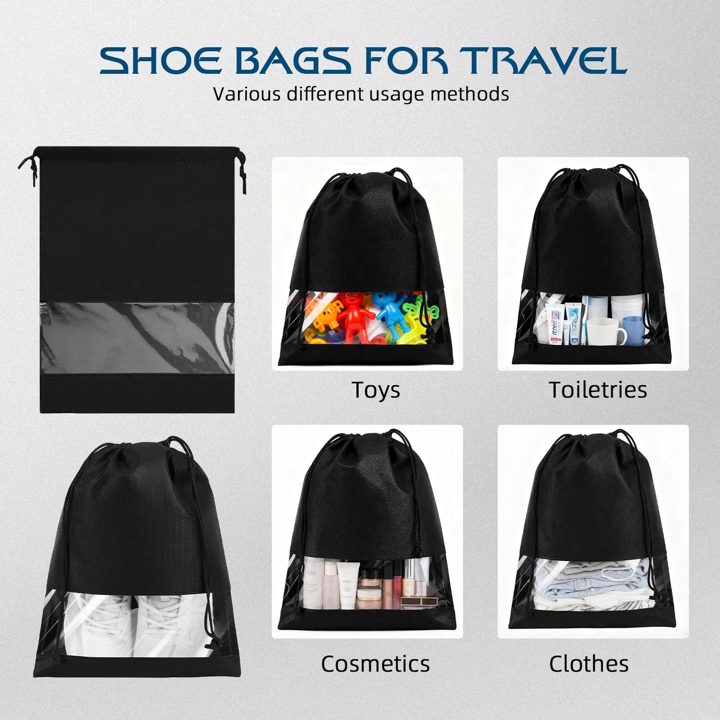 TOLDATLI Vacuum Travel Bags With Pump,Vacuum Seal Bags For Clothing Travel,Ip67 Waterproof Vacuum Bags For Travel,Compression Packing Cubes With Suitcase, Luggage,Backpack (2pcs + Pump+Shoe Bags)