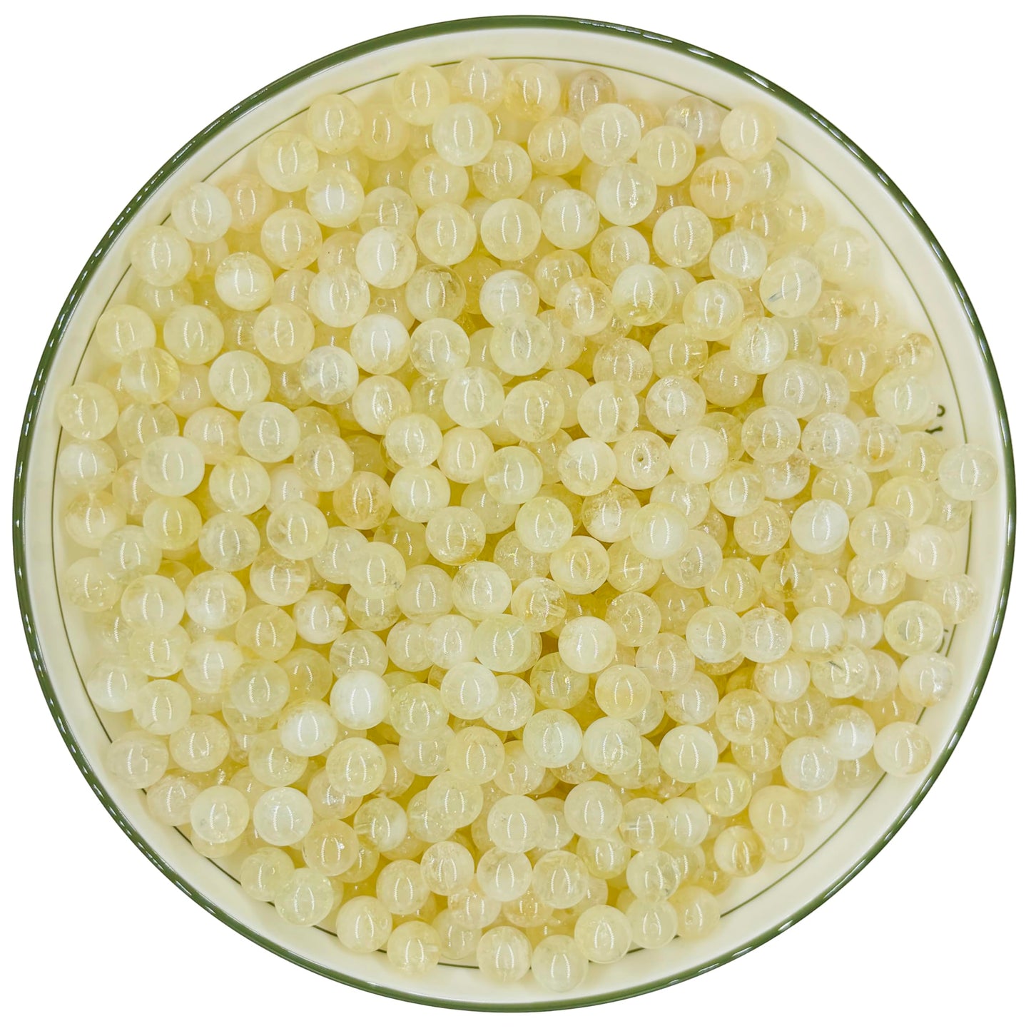 WHNKFB 6mm 100PCS Natural Citrine Round Beads, Smooth Polished Loose Yellow Crystal Beads for Jewelry Making Craft - 4mm 6mm 8mm 10mm Options with Free Elastic Cord