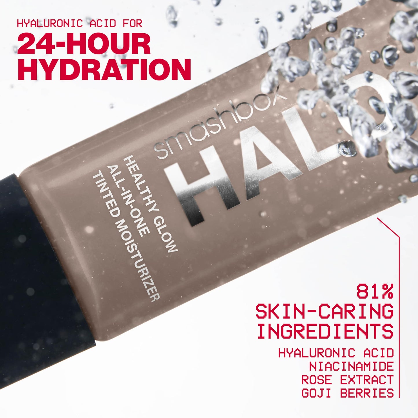 Smashbox Halo Healthy Glow Tinted Moisturizer with SPF 25 | 24-Hour Hydrating Skin Tint with Buildable Coverage and Dewy Finish | Hyaluronic Acid & Niacinamide for Face, Medium Tan, 1.4 Fl Oz