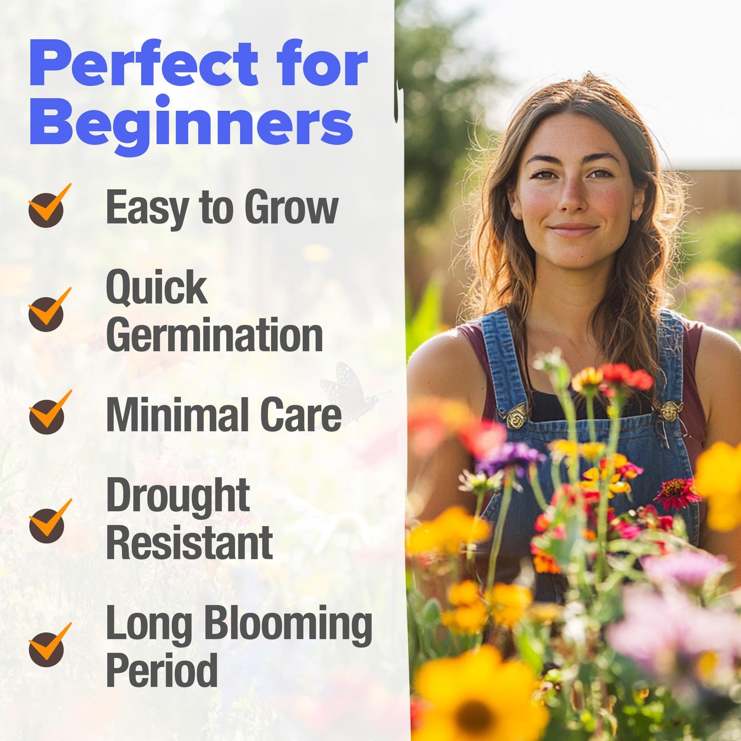 HOME GROWN Premium Wildflower Seeds Bulk - 134,000+ Non-GMO USA Native Seeds for Planting Outdoors - 23 Varieties Wild Flower Mix for Butterfly Garden, Perennial & Annual Flowers (3oz)