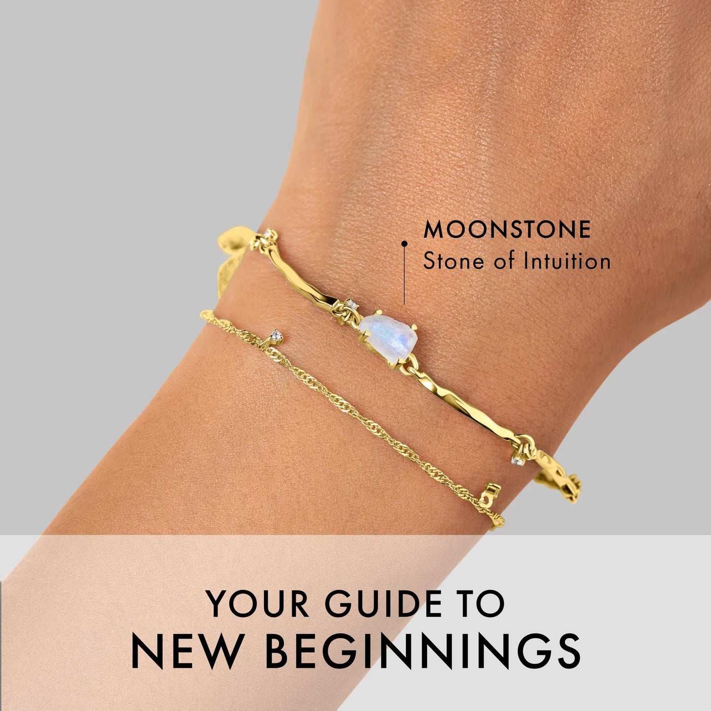 Moon Magic Moonstone Bracelet for Women | Black Obsidian, Rose Quartz Bracelet/Real 925 Sterling Silver | 18k Rose & Yellow Gold Rainbow Genuine Moonstone Jewelry for women | June Birthstone Bracelet