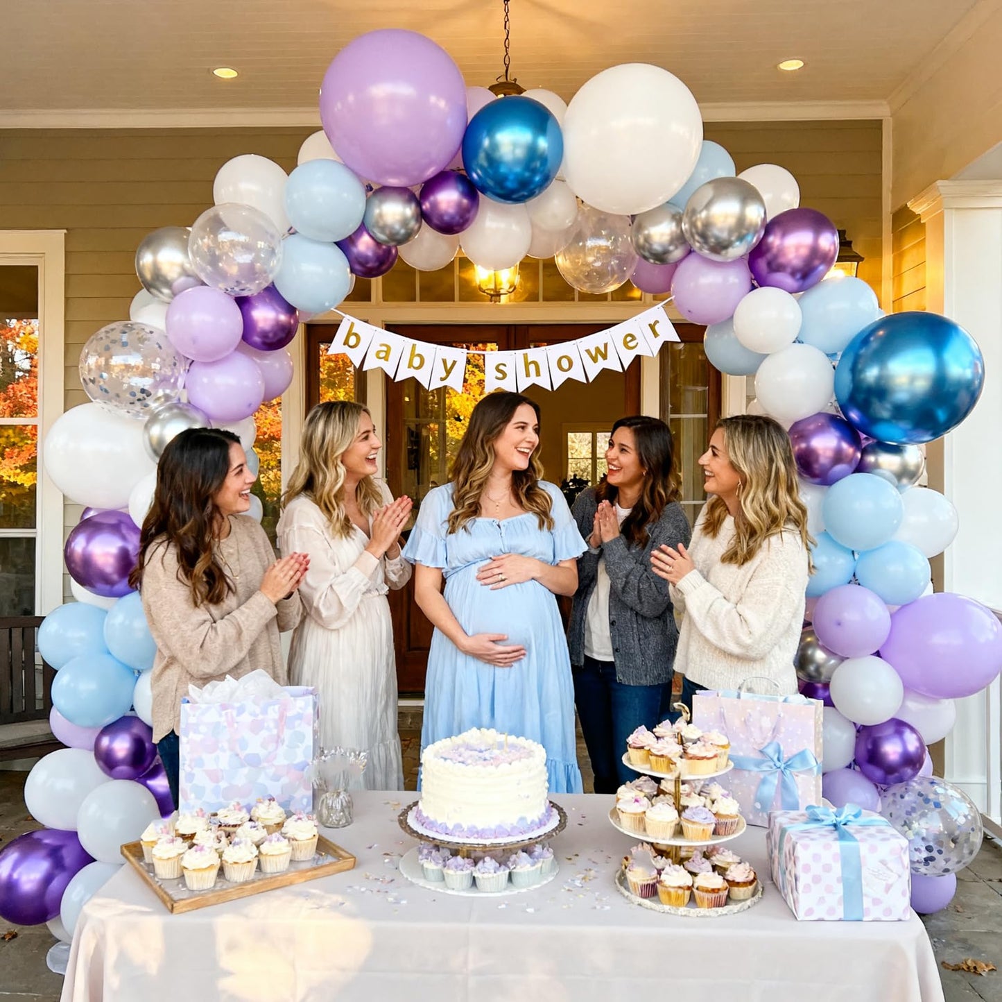 KARLURE Purple and Blue Balloon Arch Kit with White and Silver Balloons for Summer Pool Party Under the Sea Ocean themed Party Kindergarten Graduation Girls Princess Birthday Party Decorations