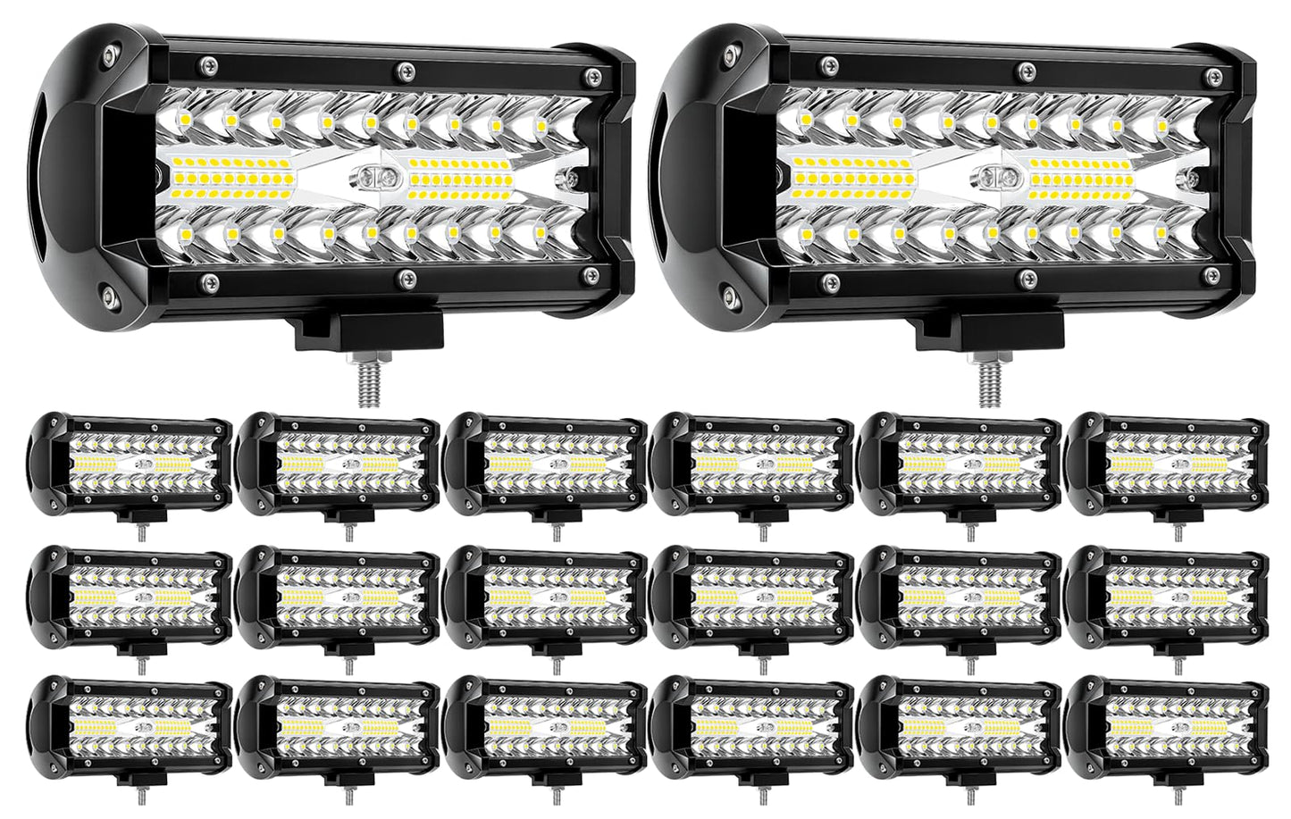7Inch Light Bar MUVKQC 120W 12000LM LED Pods Lights Spot&Flood Combo Off Road/Fog/Driving Work Light for Truck Boat UTV ATV Lawn Mower Golf Cart E-Bike (20pc-7inch 120w Light bar)