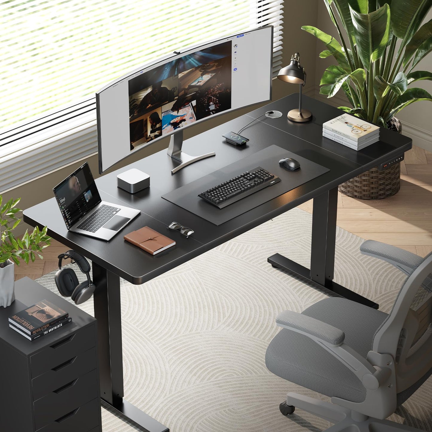 OHOHOLIVE Electric Standing Desk Adjustable - 48 x 24 Inch Sit Stand up Desk with Cable Management - 3 Memory Preset Adjustable Height Table