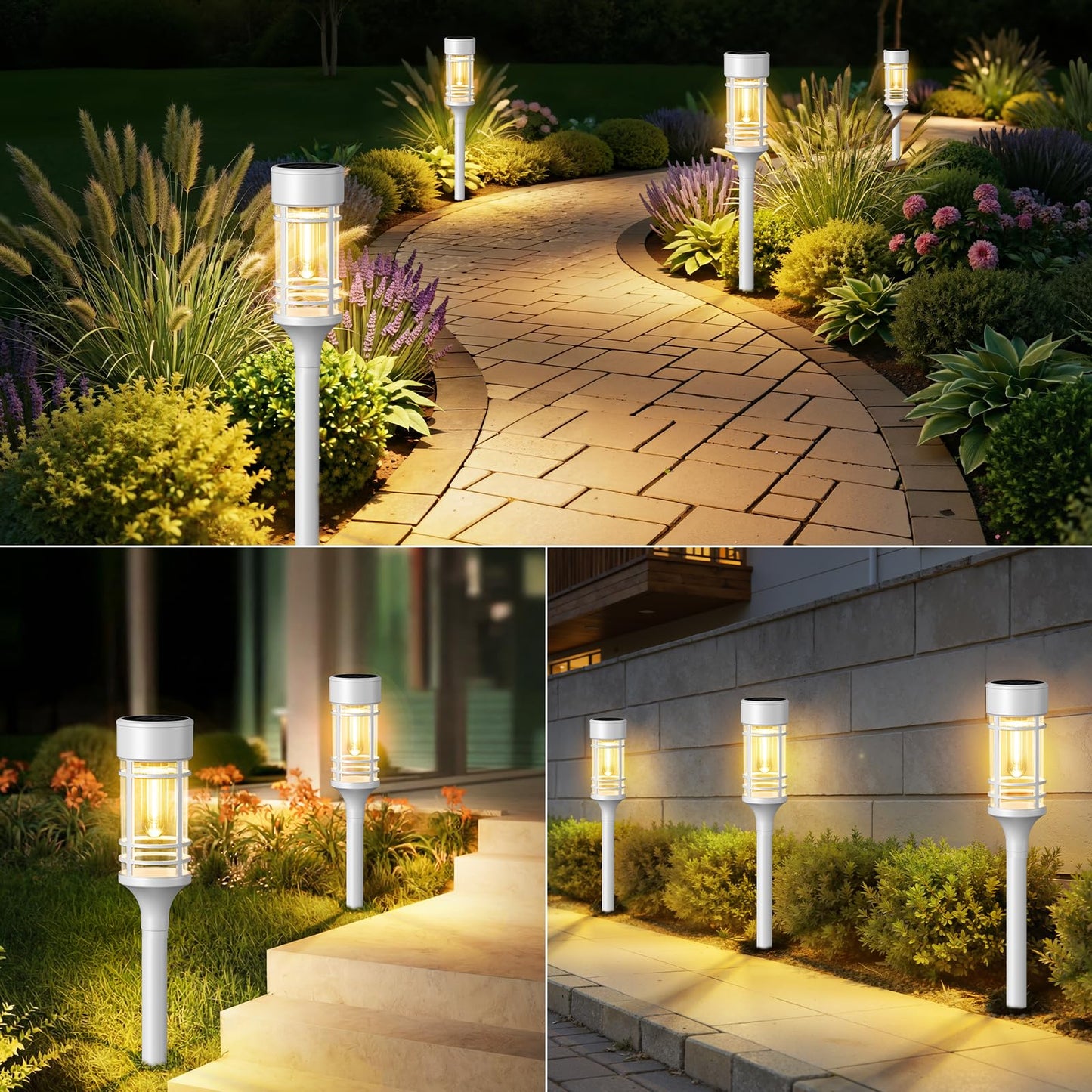 LETMY 12 Pack Solar Pathway Lights Outdoor, Bright Solar Lights Outdoor Waterproof IP65, Solar Garden Lights Outdoor for Yard Walkway Driveway Landscape Garden Decor （White）