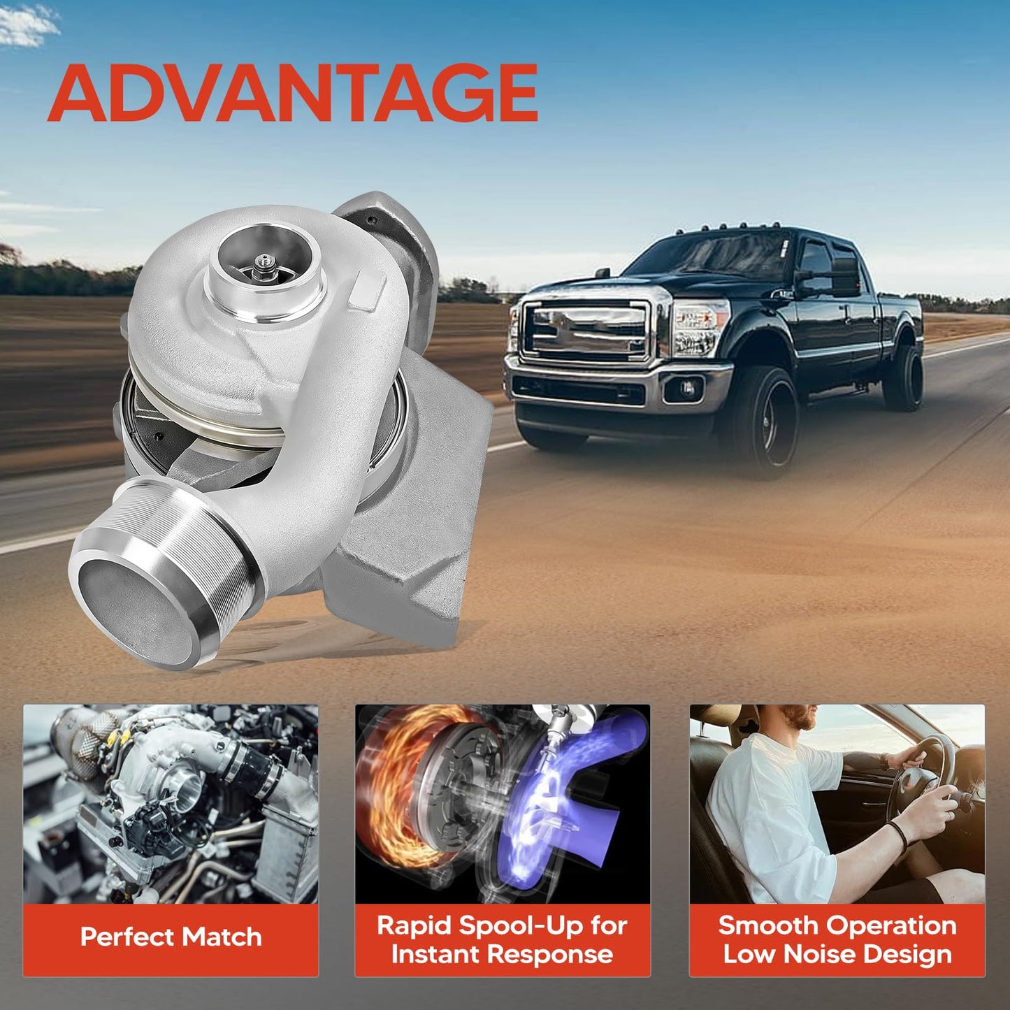 V2S Turbo Turbocharger Kit with Gasket High Pressure Compatible with Ford F-250/250/350/450/550 Super Duty 2008-2010, 6.4L Powerstroke, Replace# 1848300C92,1848300C93