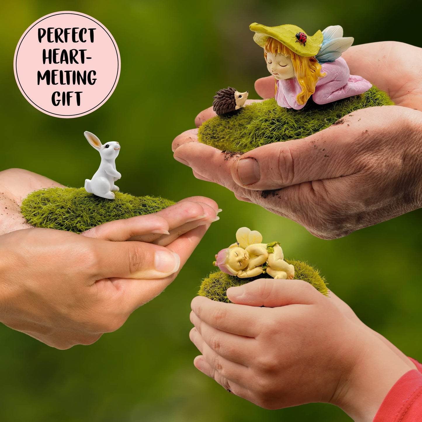 WILD PIXY Miniature Baby Fairy Garden Figurine Set – Decorative Fairy Garden Ornaments with Baby Animals & Fairies – Indoor & Outdoor Décor, Presented in Premium Gift Box