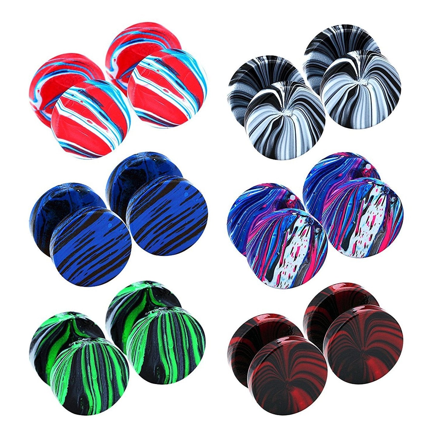 JEWELRIESHOP Fake Plugs Faux Gauge Earrings Stainless Steel Studs Circle Flat Back Cheater Illusion Tunnel Dumbbell Barbell Earrings Fake Ear Plugs for Women (16G, 6 Pairs, 10mm)