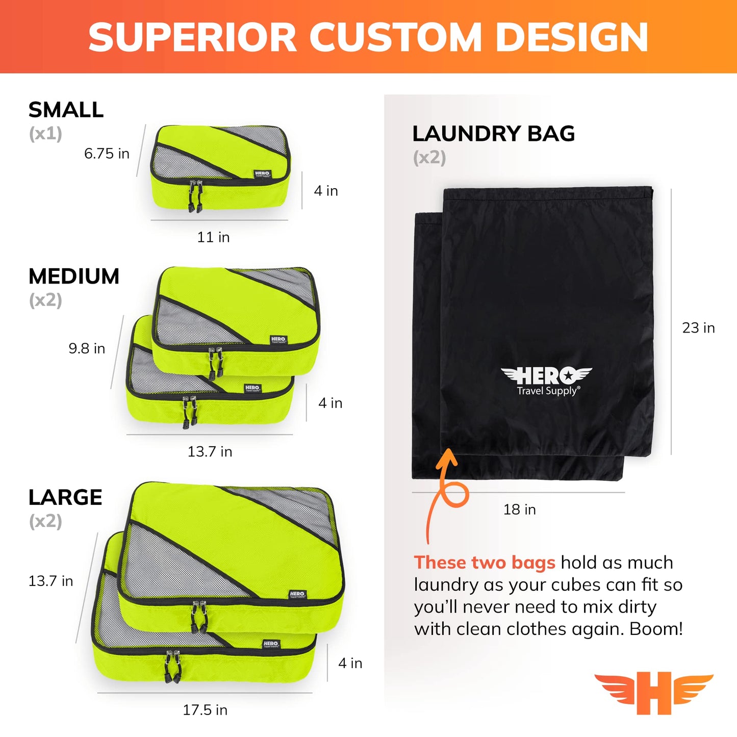 HERO Packing Cubes for Travel (Set of 5) Luggage Organizer with 2 Laundry Bags, Versatile Suitcase Organizer for Men & Women – Travel Accessories for Carry On, Airplane, Road Trip