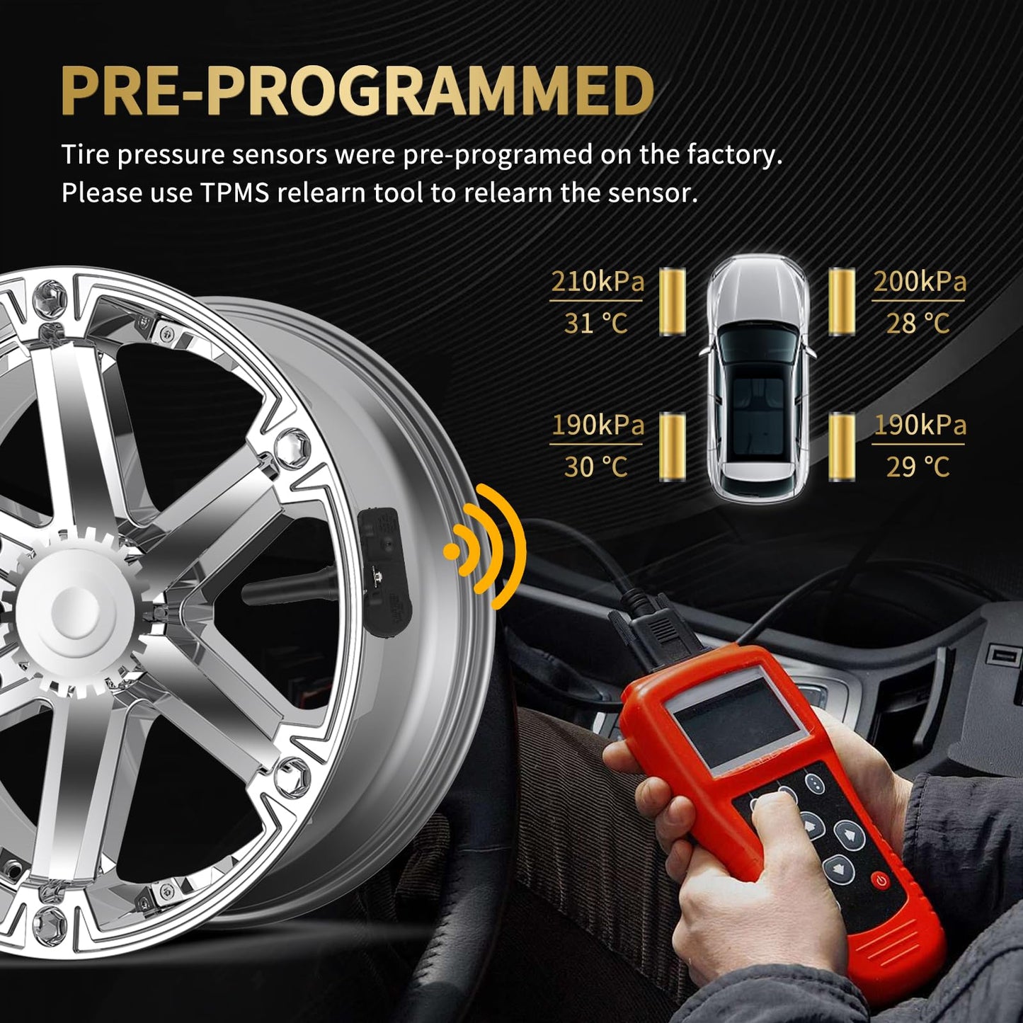 AXINMOTOO TPMS Sensor 4PCS 315MHz Tire Pressure Monitoring Sensor Replacement for Subaru Impreza 2008-2014, Legacy 2008-2015 28103SA001 28103SG000
