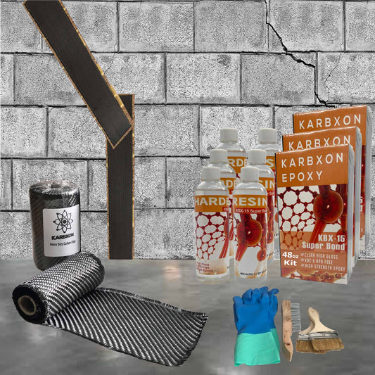 75 ft - Carbon Fiber-Basement Wall Crack Repair Kit - Carbon Fiber Foundation Wall Repair - Easy to use Includes Instructions