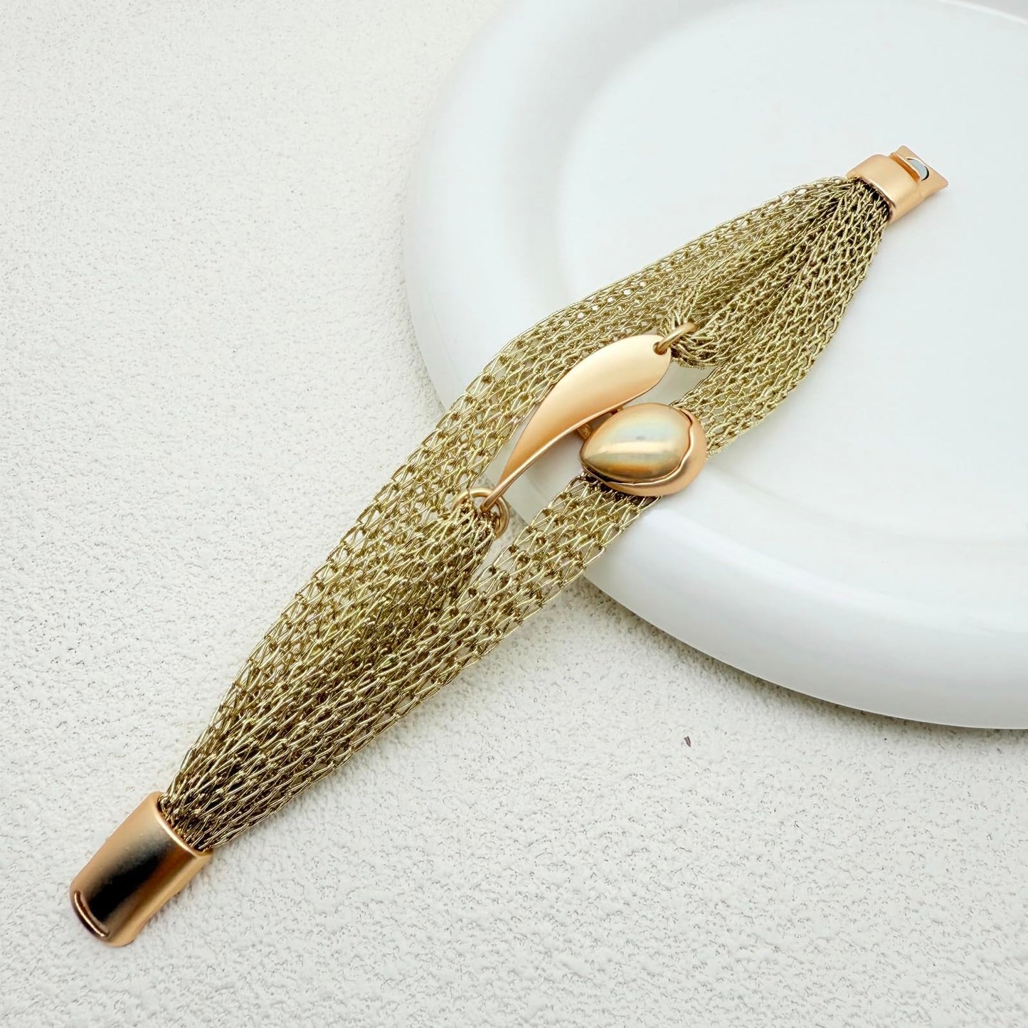 YKKZART Gold Bracelet Mesh Wisted Orb Bracelet Light Shine Multi Chain Statement Bracelet for Women Christmas Gifts